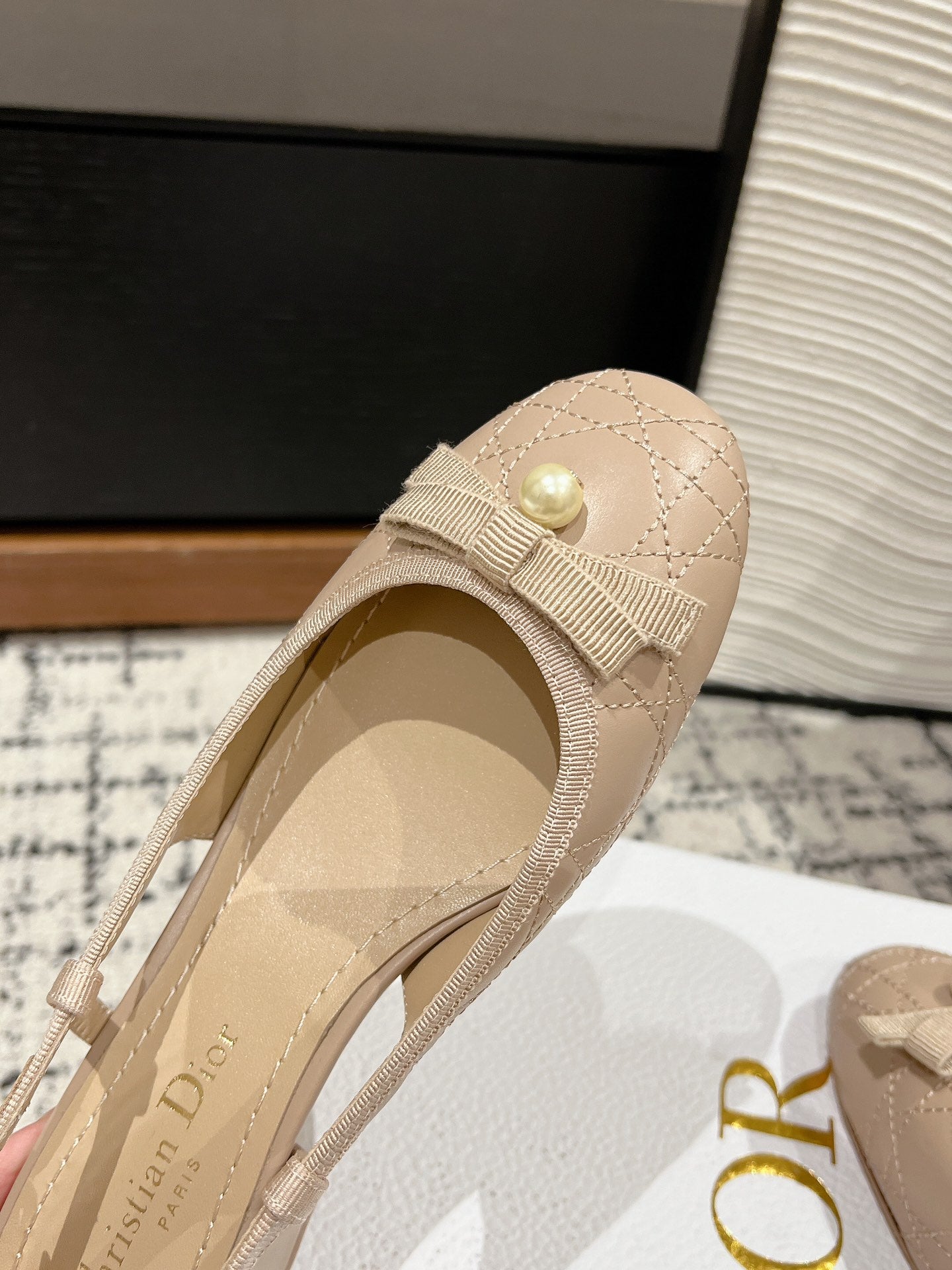 DIOR Ballet Slingback Pump 30mm In Nude Quilted Calfskin 997045