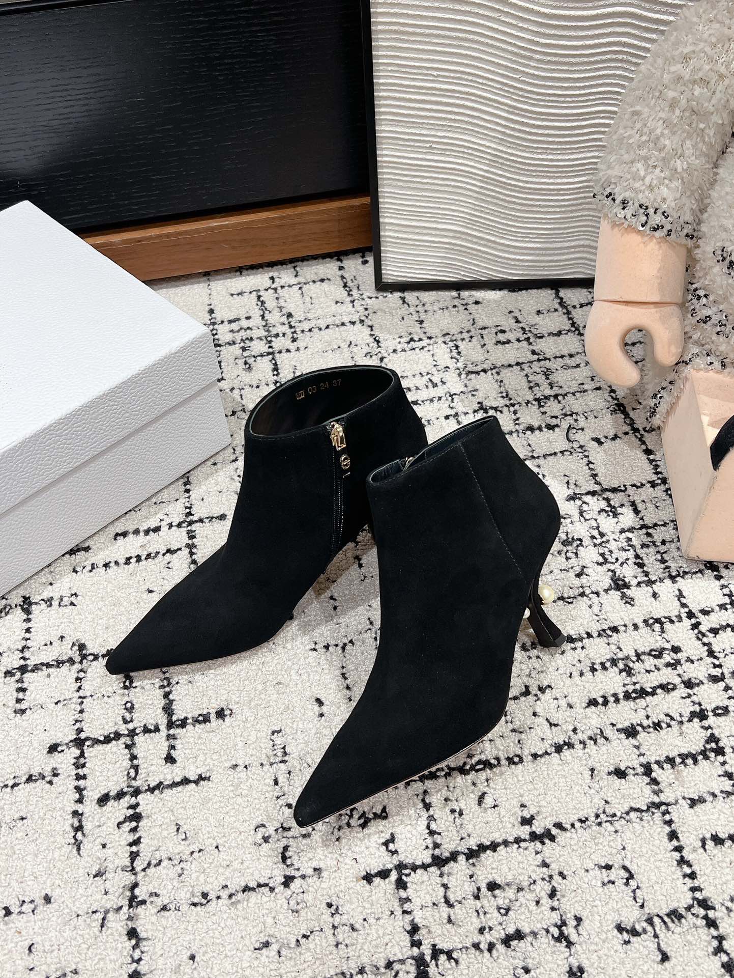 DIOR Tribales Heeled Ankle Boot 80mm In Black Suede 997059