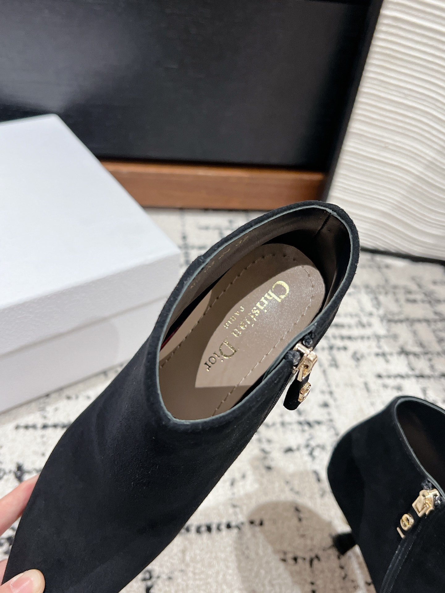 DIOR Tribales Heeled Ankle Boot 80mm In Black Suede 997059