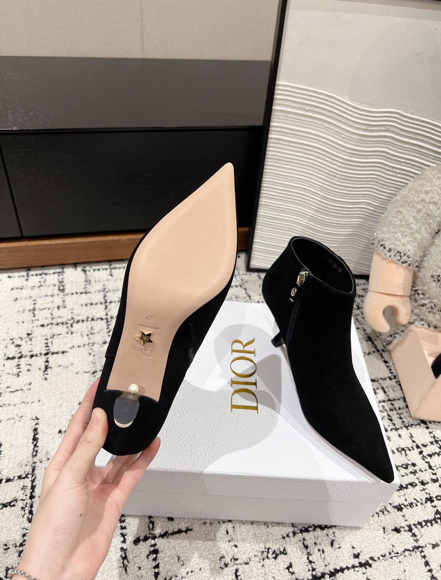 DIOR Tribales Heeled Ankle Boot 80mm In Black Suede 997059