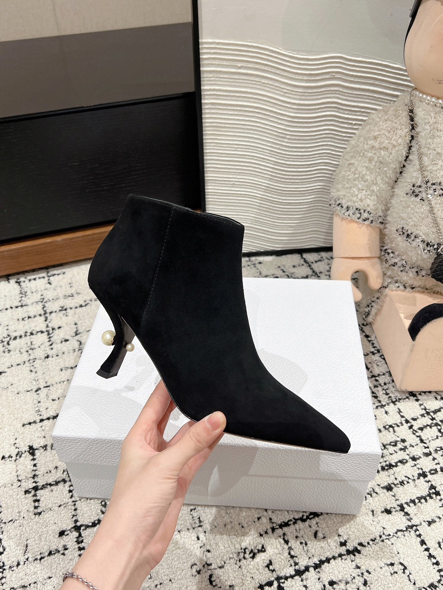 DIOR Tribales Heeled Ankle Boot 80mm In Black Suede 997059