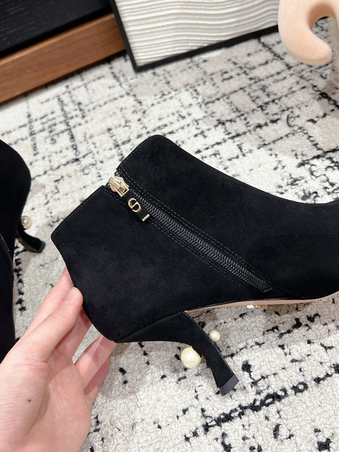 DIOR Tribales Heeled Ankle Boot 80mm In Black Suede 997059
