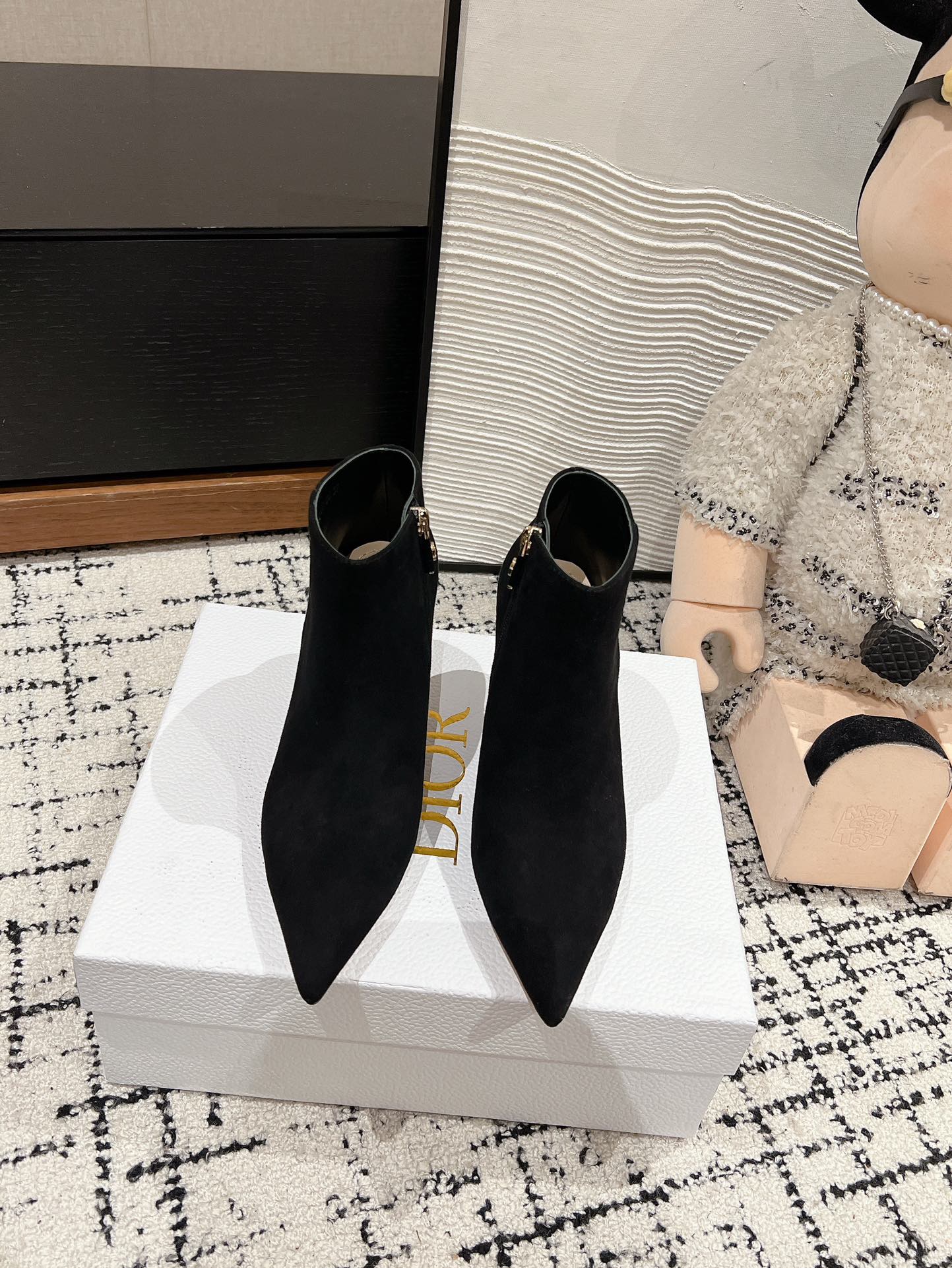 DIOR Tribales Heeled Ankle Boot 80mm In Black Suede 997059