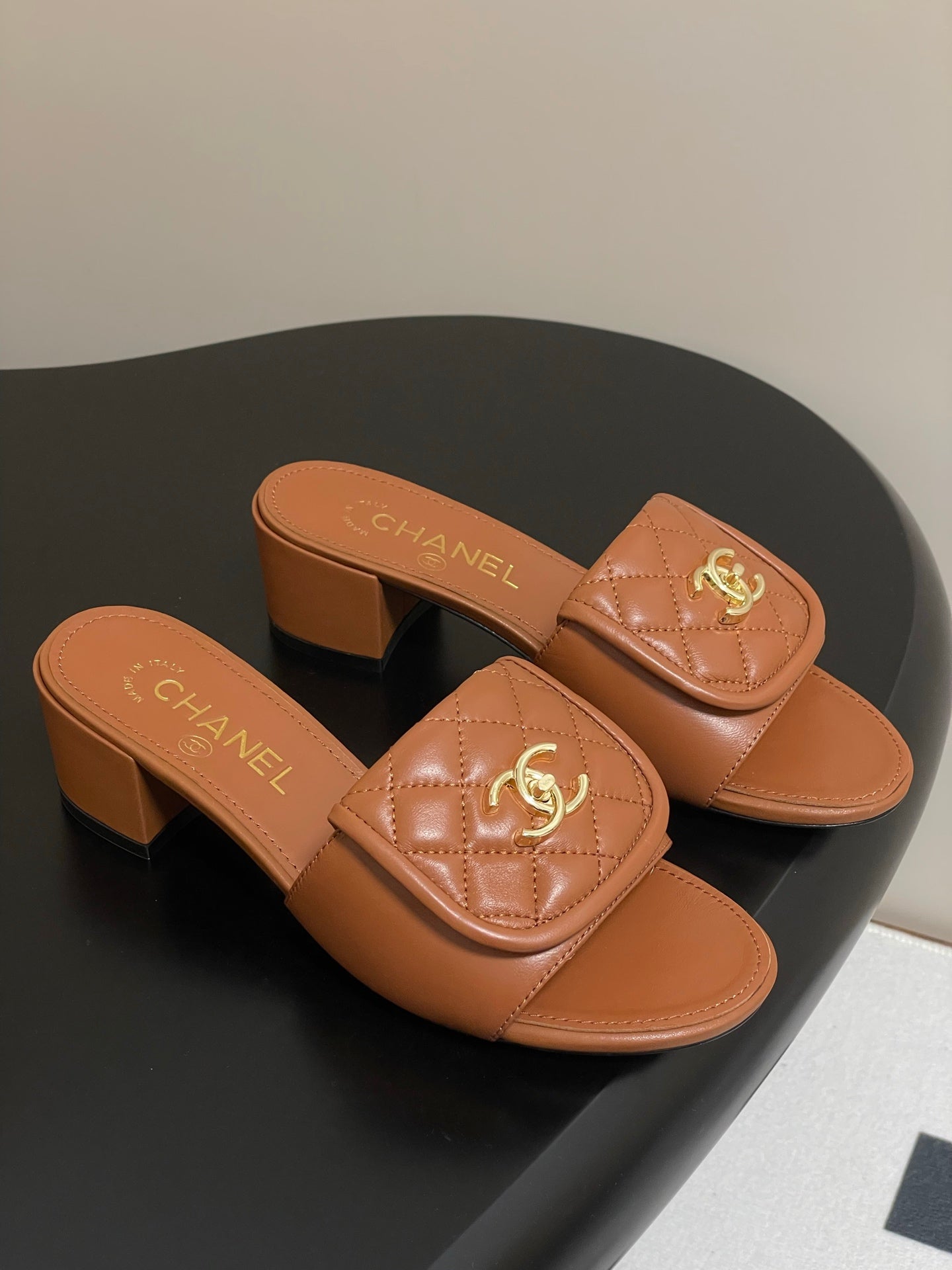 CHANEL 25F Sandal Heel 5cm Quilted