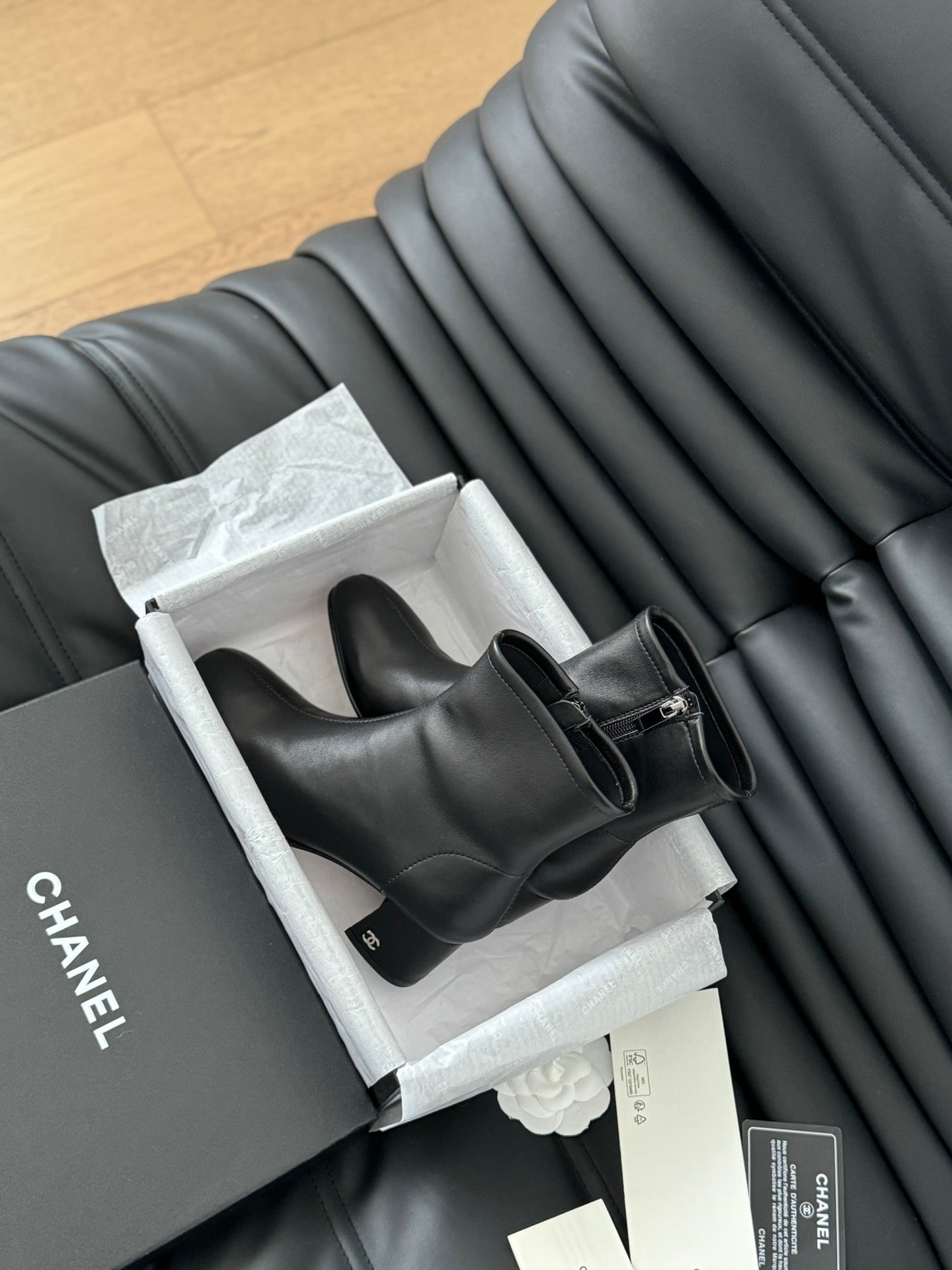 CHANEL Ankle Boot Black Calfskin