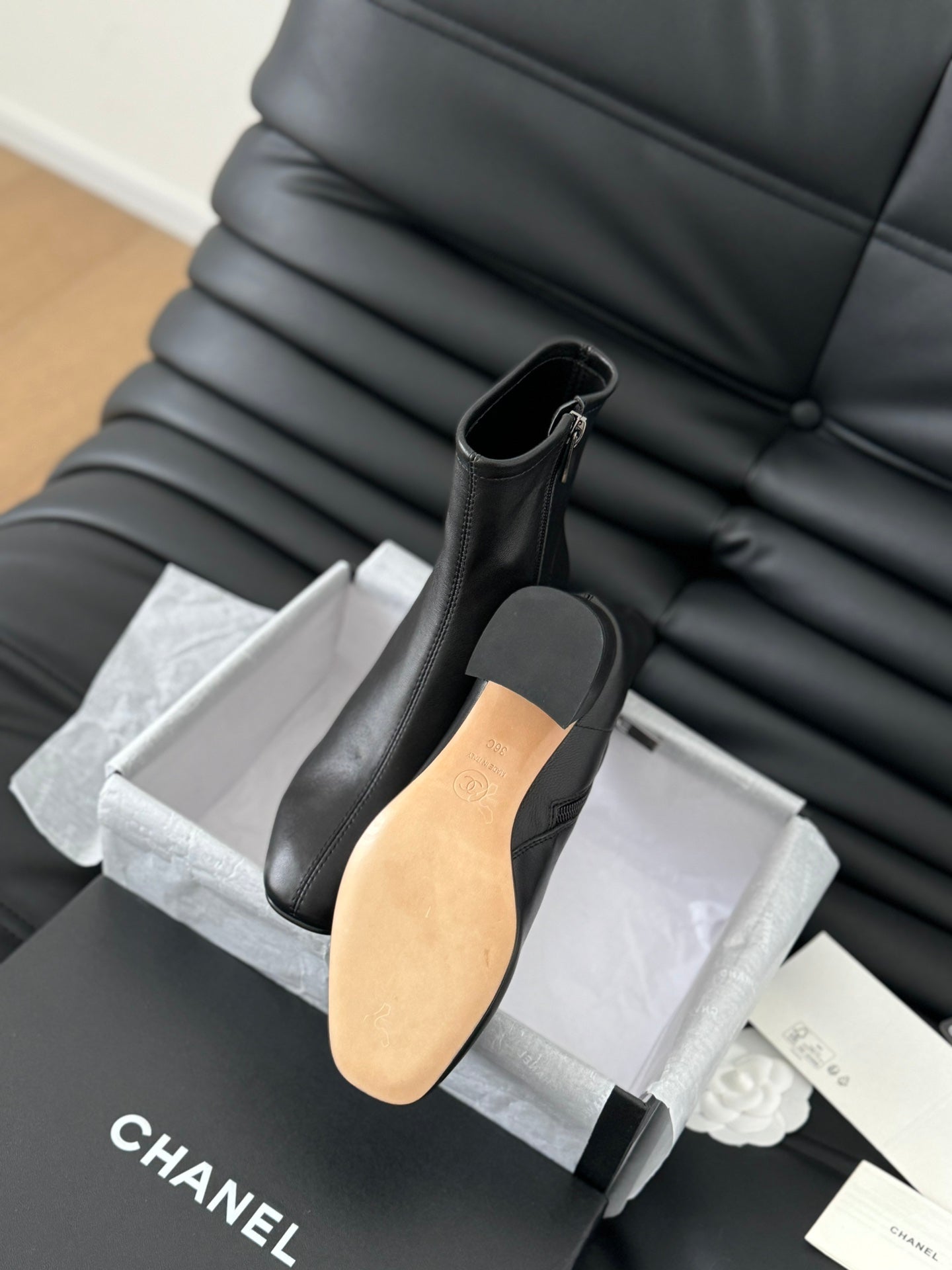 CHANEL Ankle Boot Black Calfskin