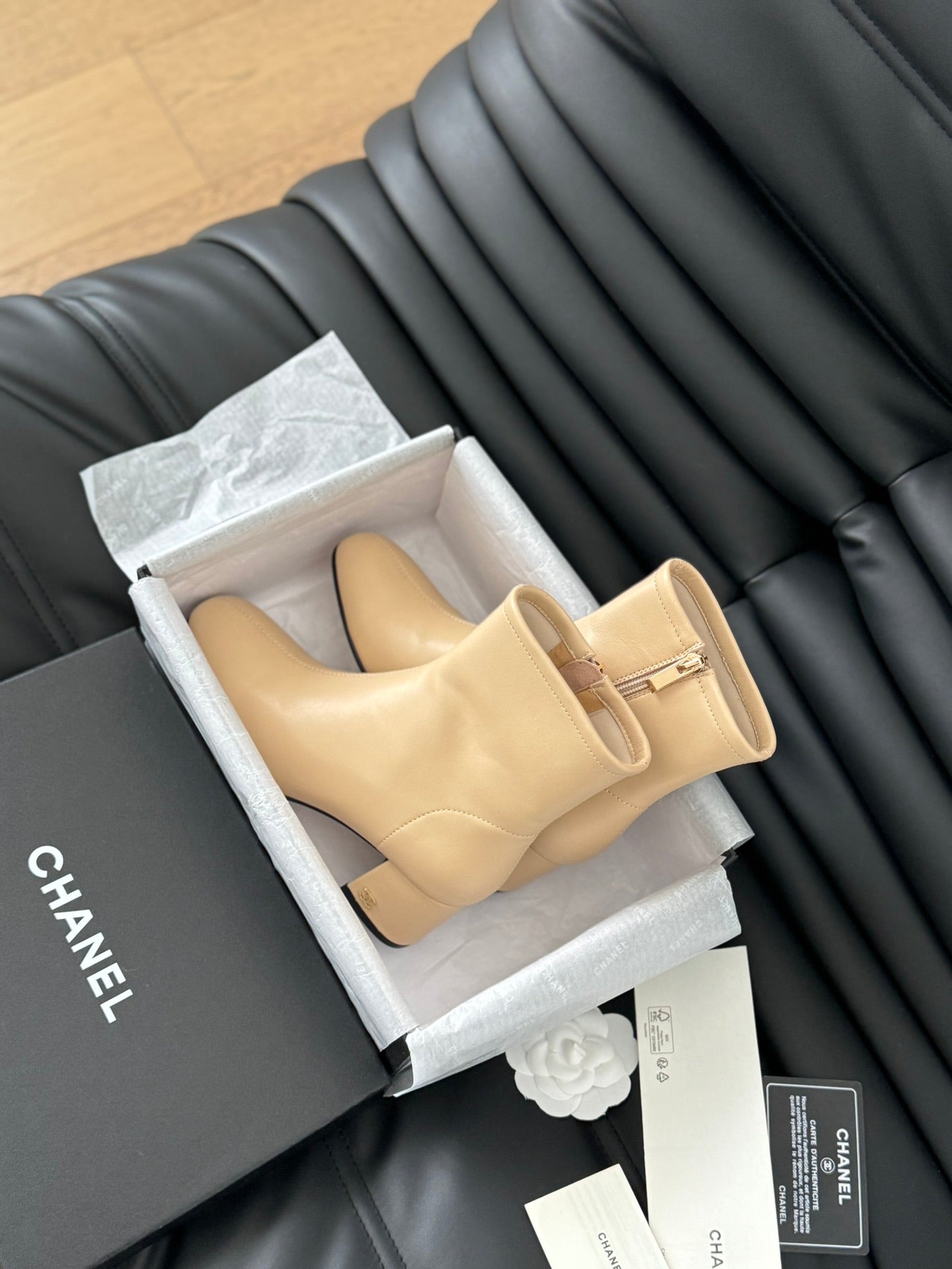 CHANEL Ankle Boot Beige Calfskin