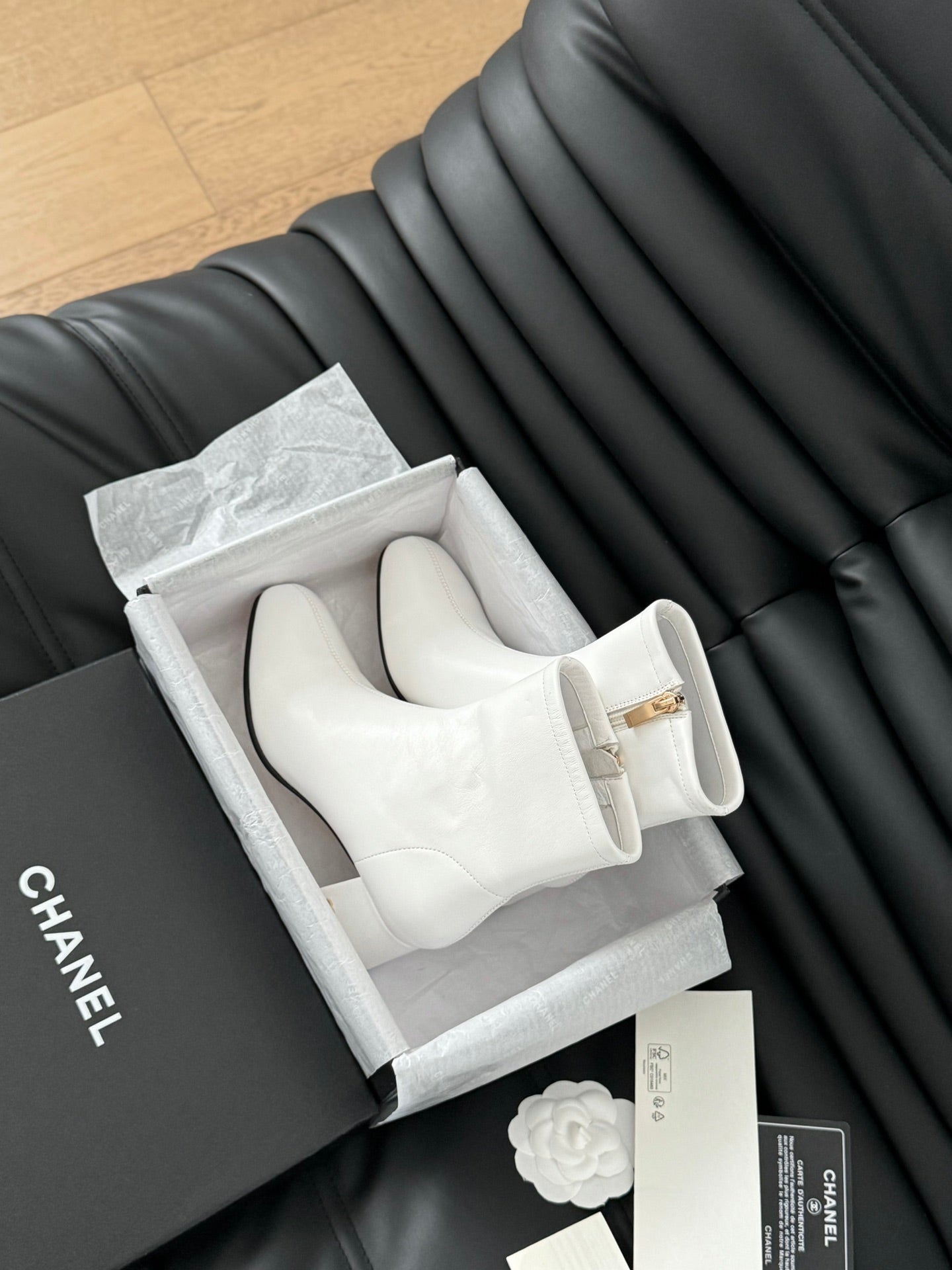 CHANEL Ankle Boot White Calfskin