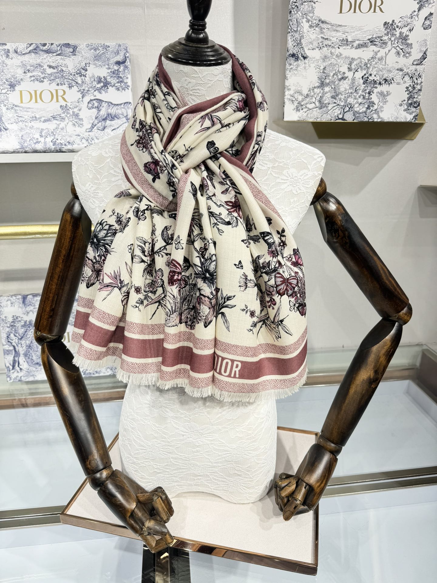 DIOR SCARF 180 CM IN COLORFUL CASHMERE AND SILK 408421