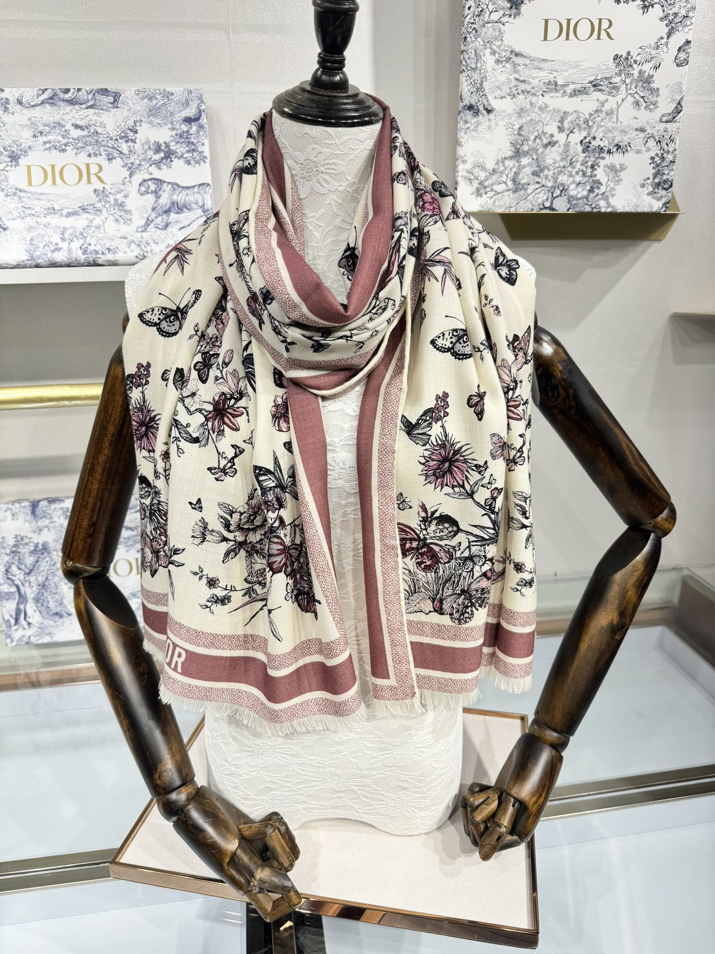 DIOR SCARF 180 CM IN COLORFUL CASHMERE AND SILK 408421