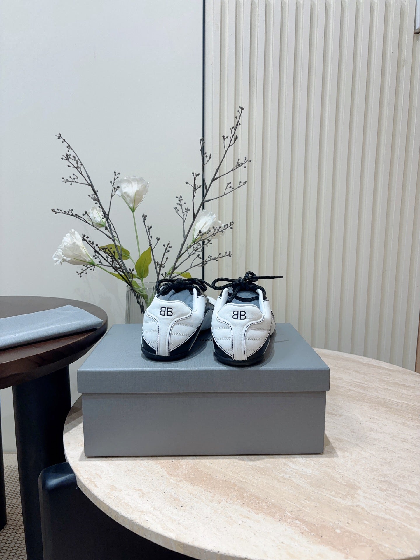 Balanciaga SOCCER SNEAKER IN WHITE MIX BLACK QUILTED LAMBSKIN