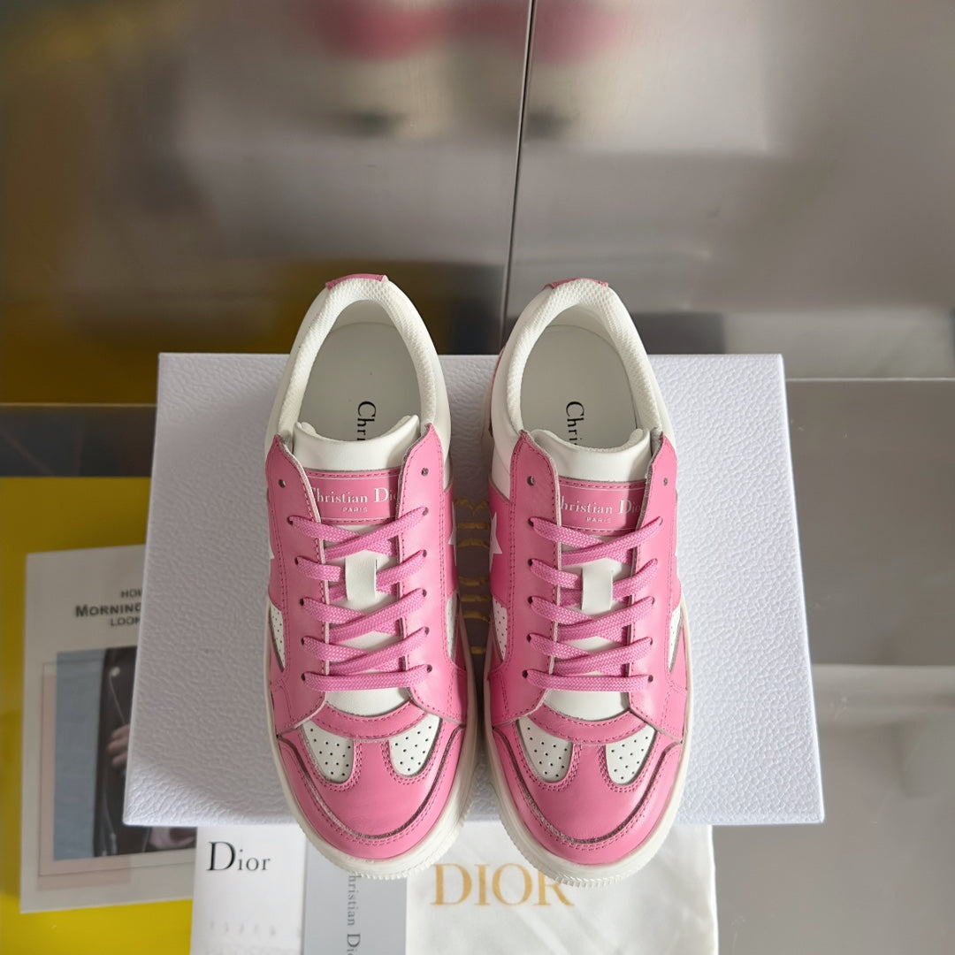 DIOR star sneaker white pink calfksin