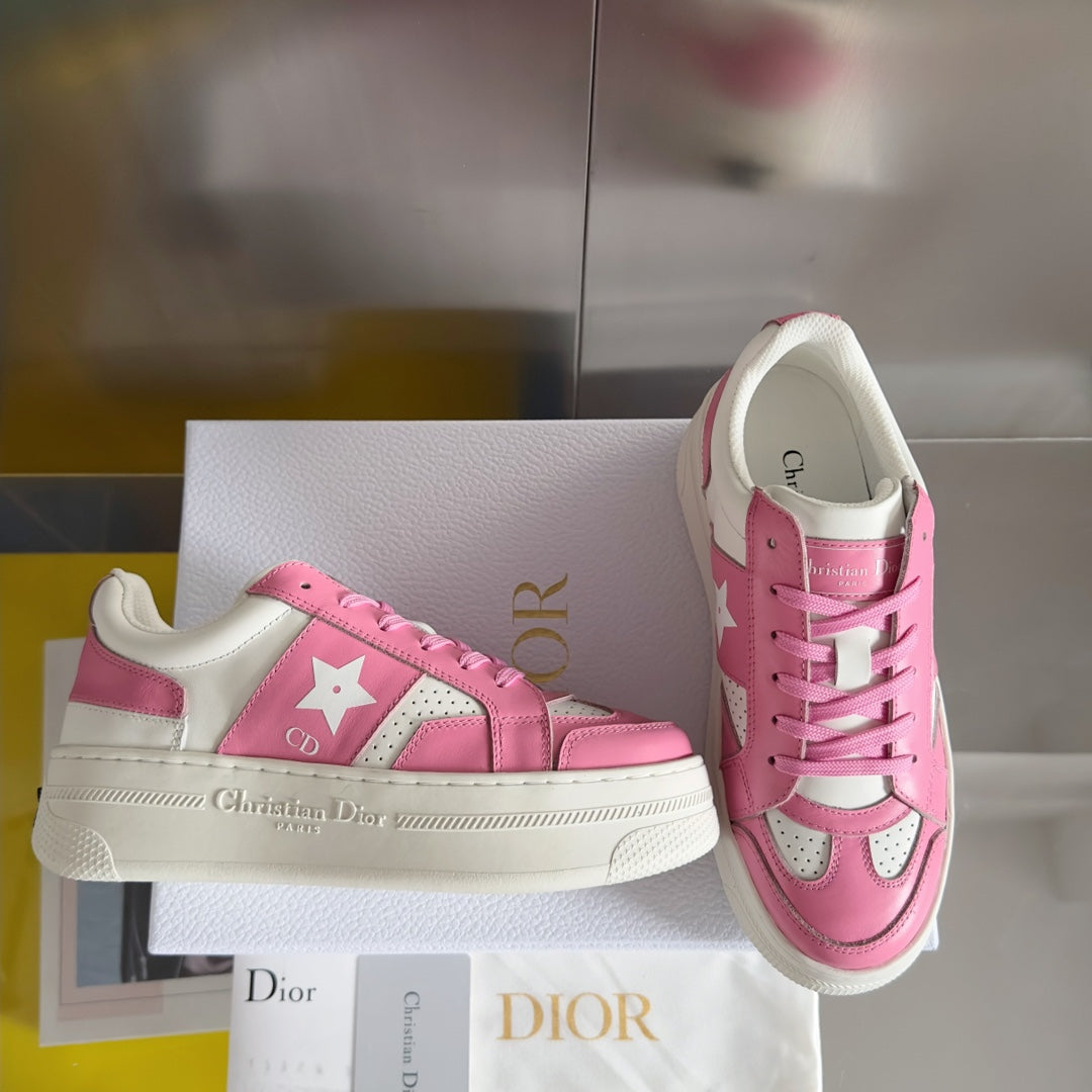 DIOR star sneaker white pink calfksin