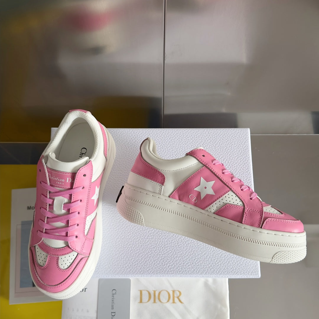 DIOR star sneaker white pink calfksin
