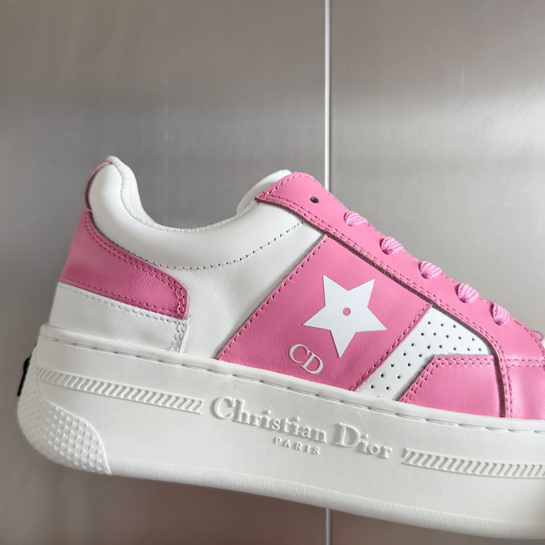 DIOR star sneaker white pink calfksin