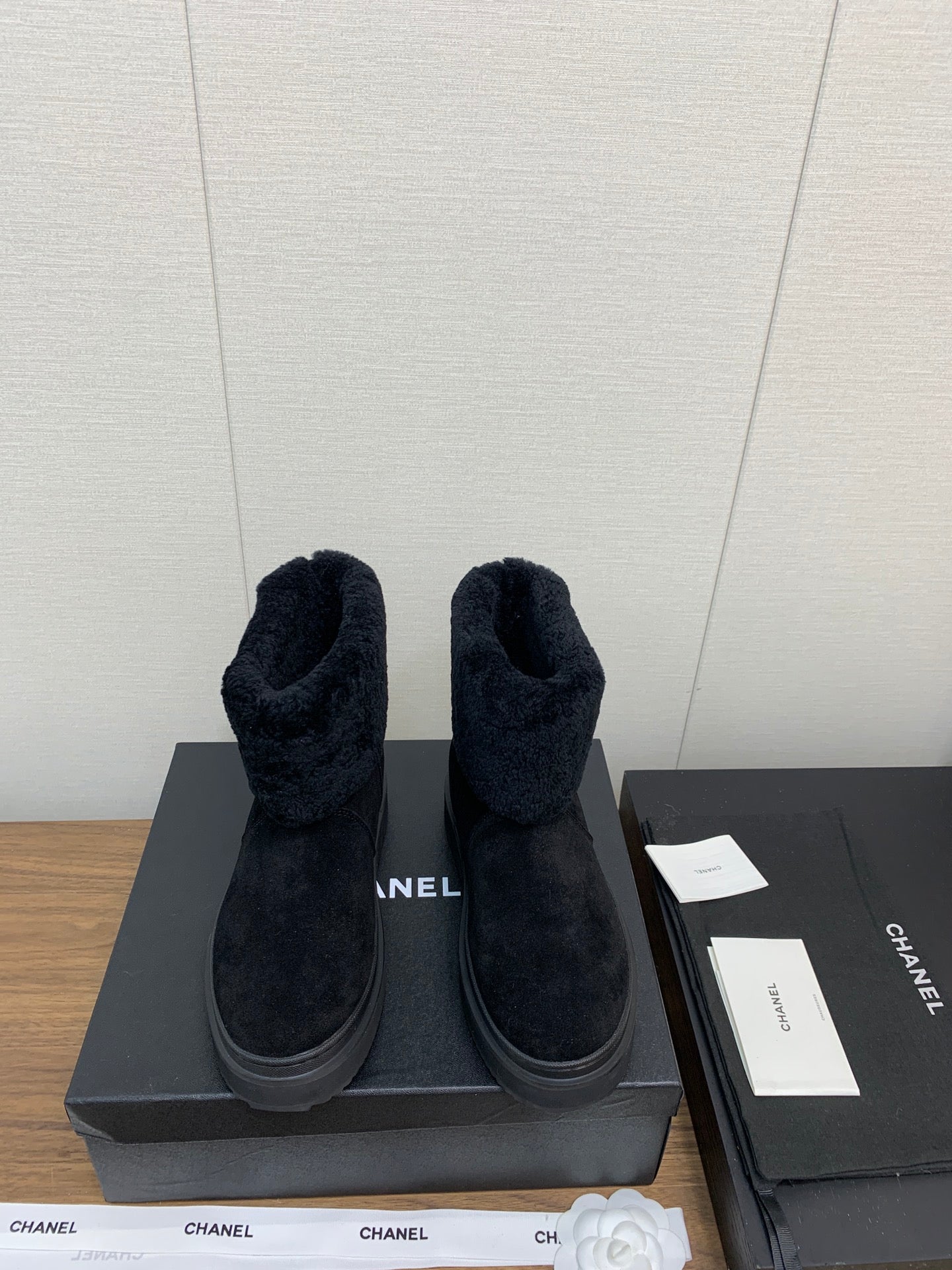 CHANEL Ankle Boots Black Suede
