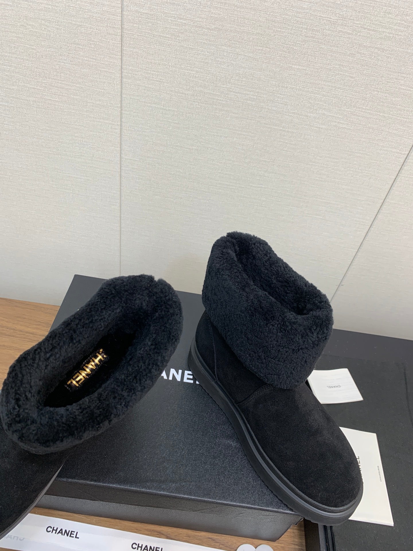 CHANEL Ankle Boots Black Suede