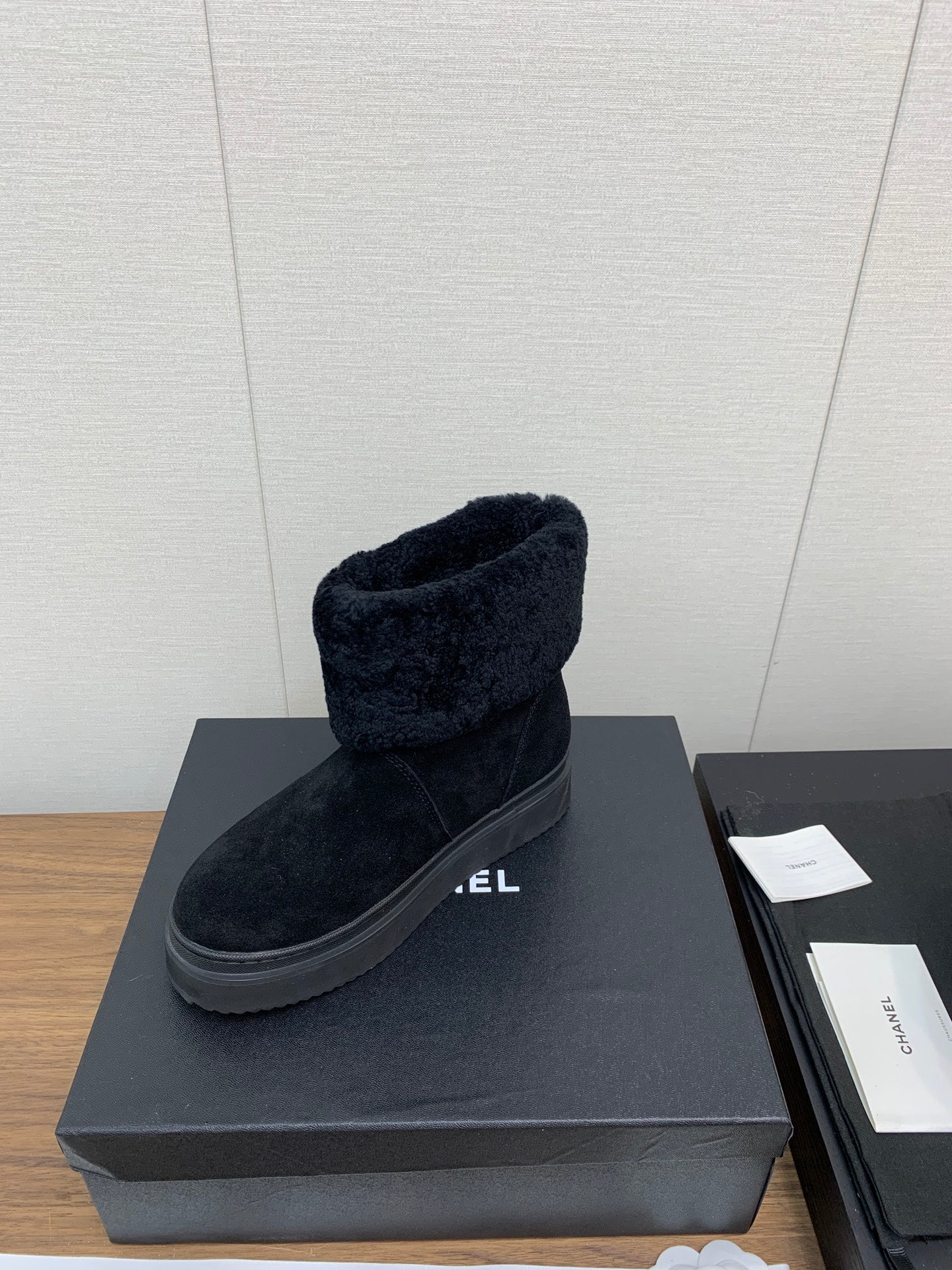 CHANEL Ankle Boots Black Suede