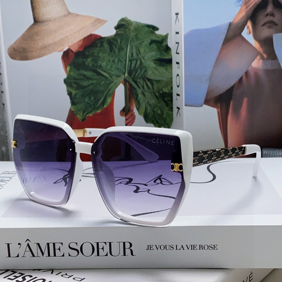 Celine TRIOMPHE SUNGLASS 497829 IN WHITE ACETATE EMBOSSED LOGO