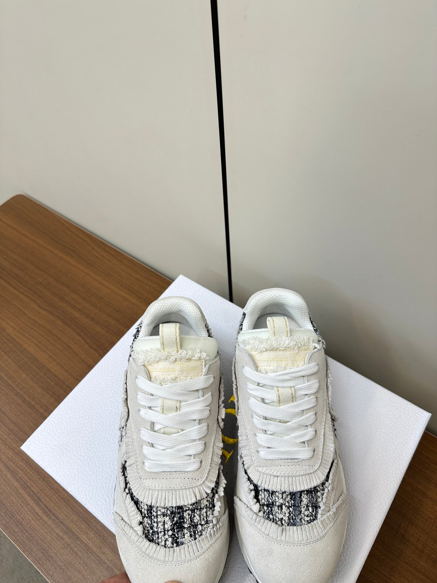 DIOR C'est DIOR Sneaker In White Suede And Tweed Fabric 989934