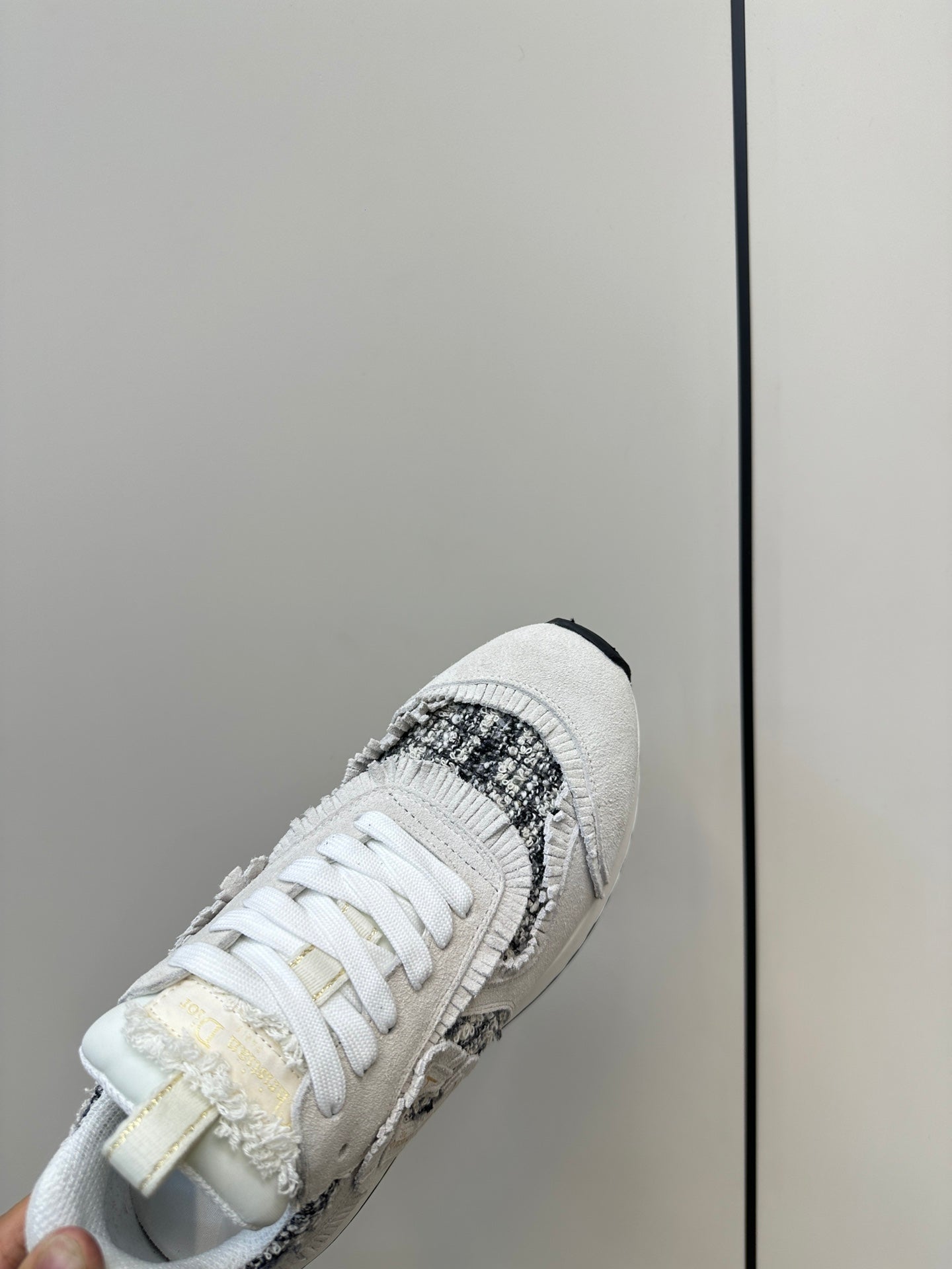DIOR C'est DIOR Sneaker In White Suede And Tweed Fabric 989934