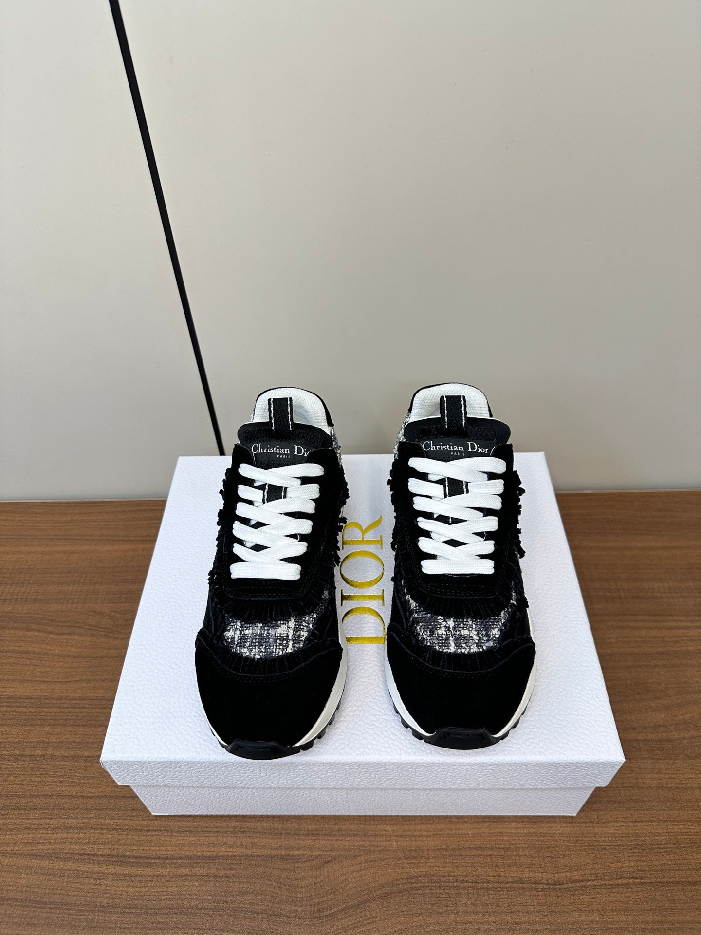 DIOR C'est DIOR Sneaker In Black Suede And Tweed Fabric 989935