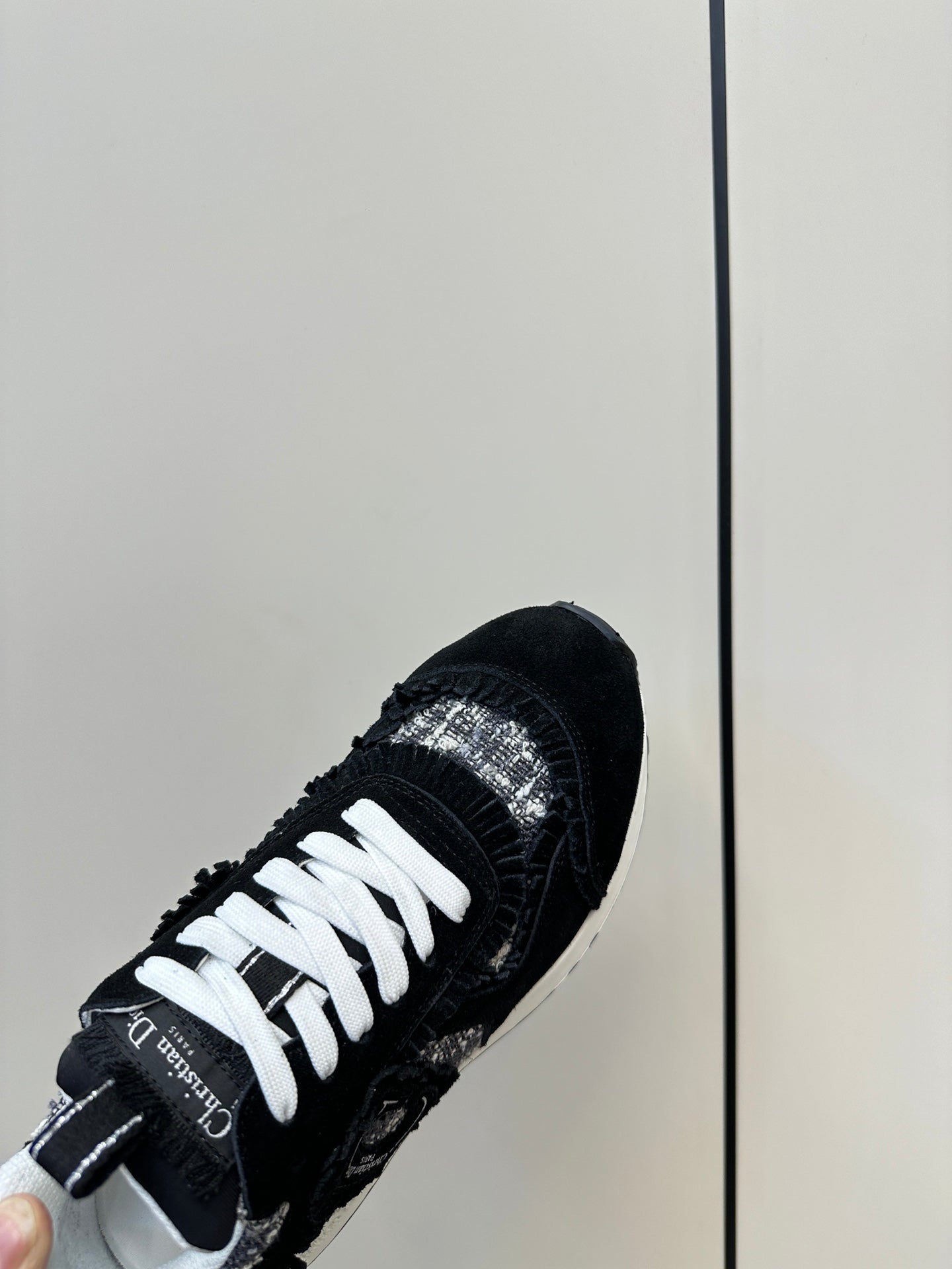 DIOR C'est DIOR Sneaker In Black Suede And Tweed Fabric 989935