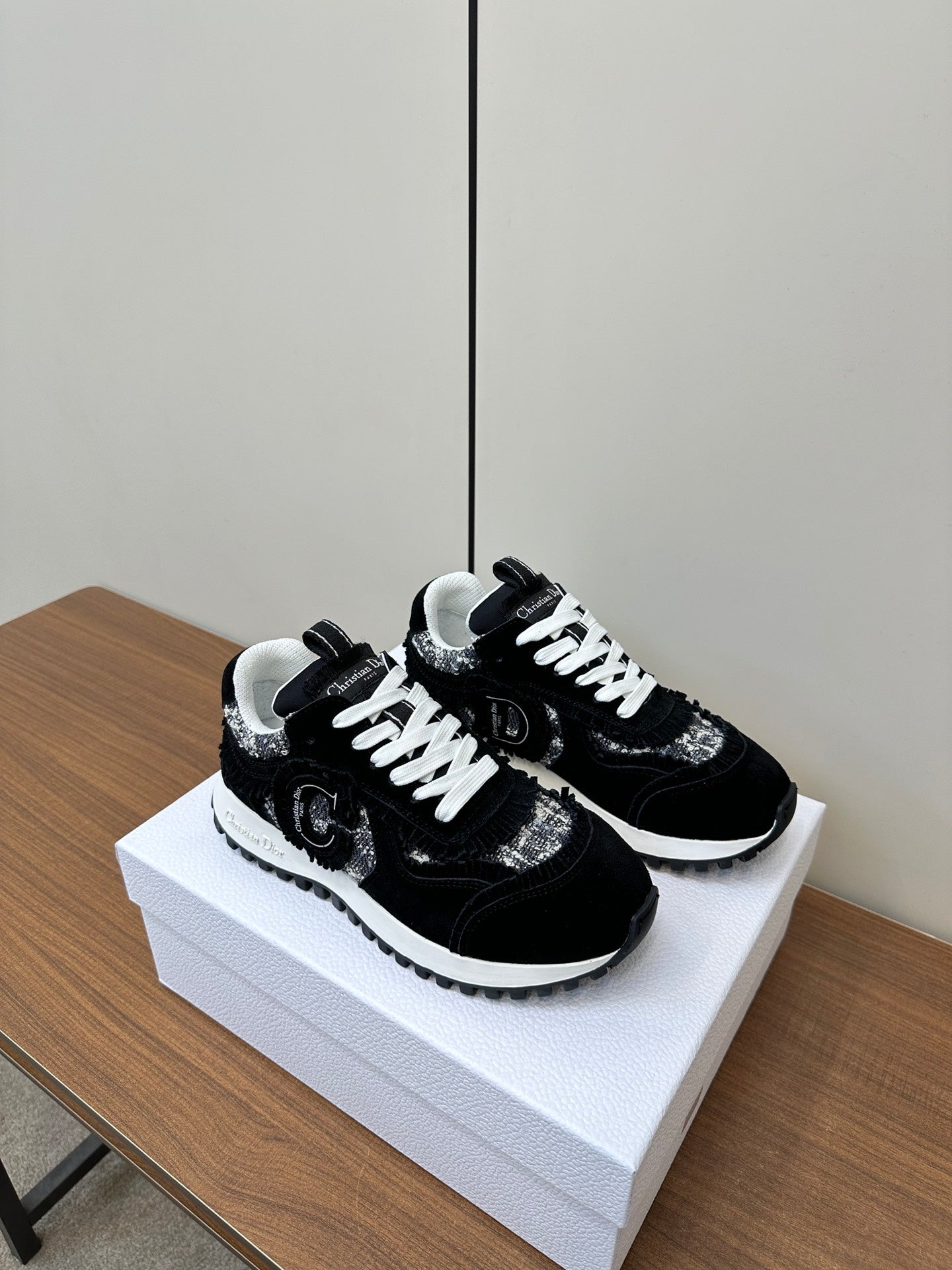DIOR C'est DIOR Sneaker In Black Suede And Tweed Fabric 989935