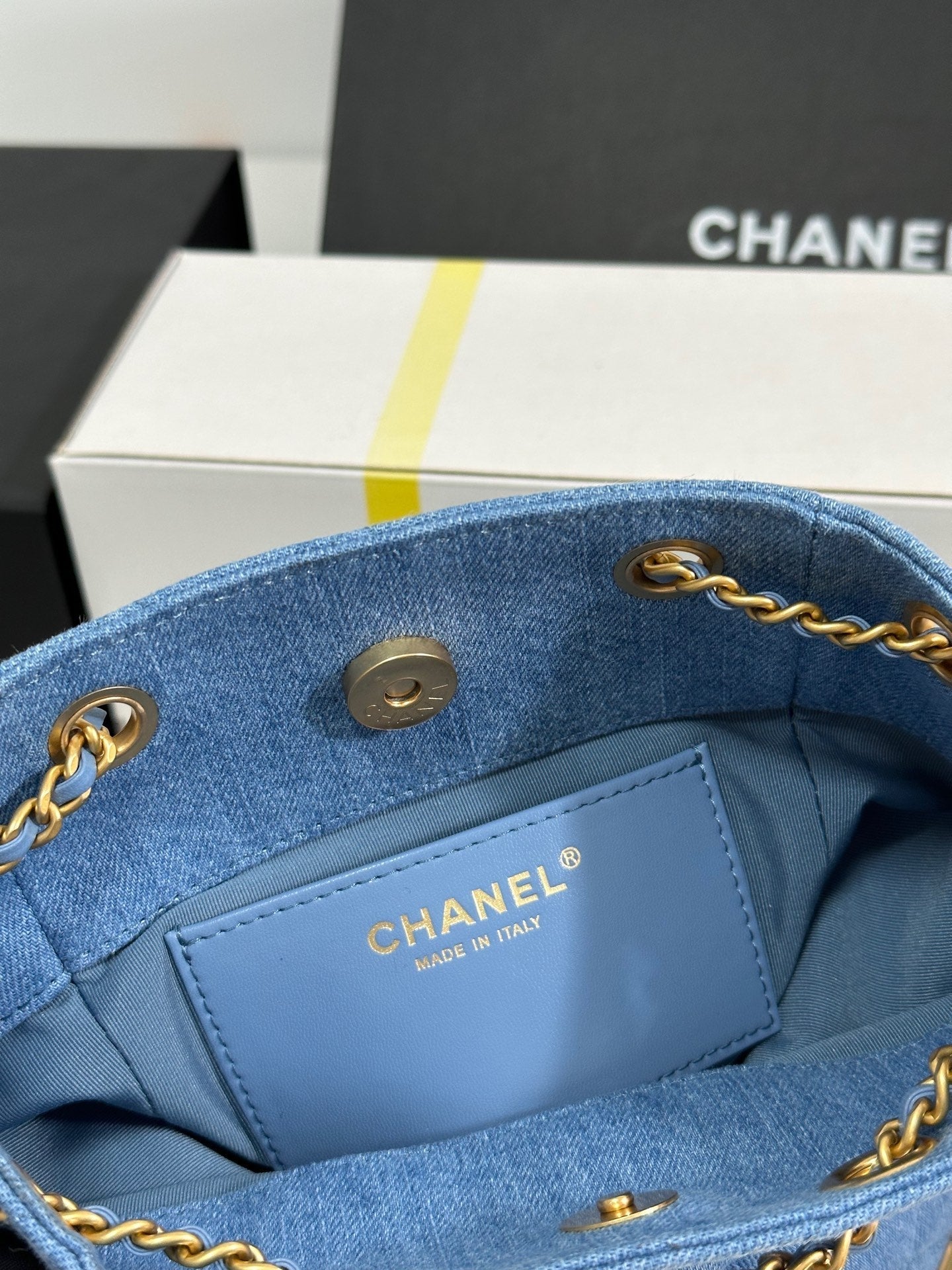 CHANEL 25C Backpack 24.3cm Demin Blue Washed denim Gold Hardware 243645