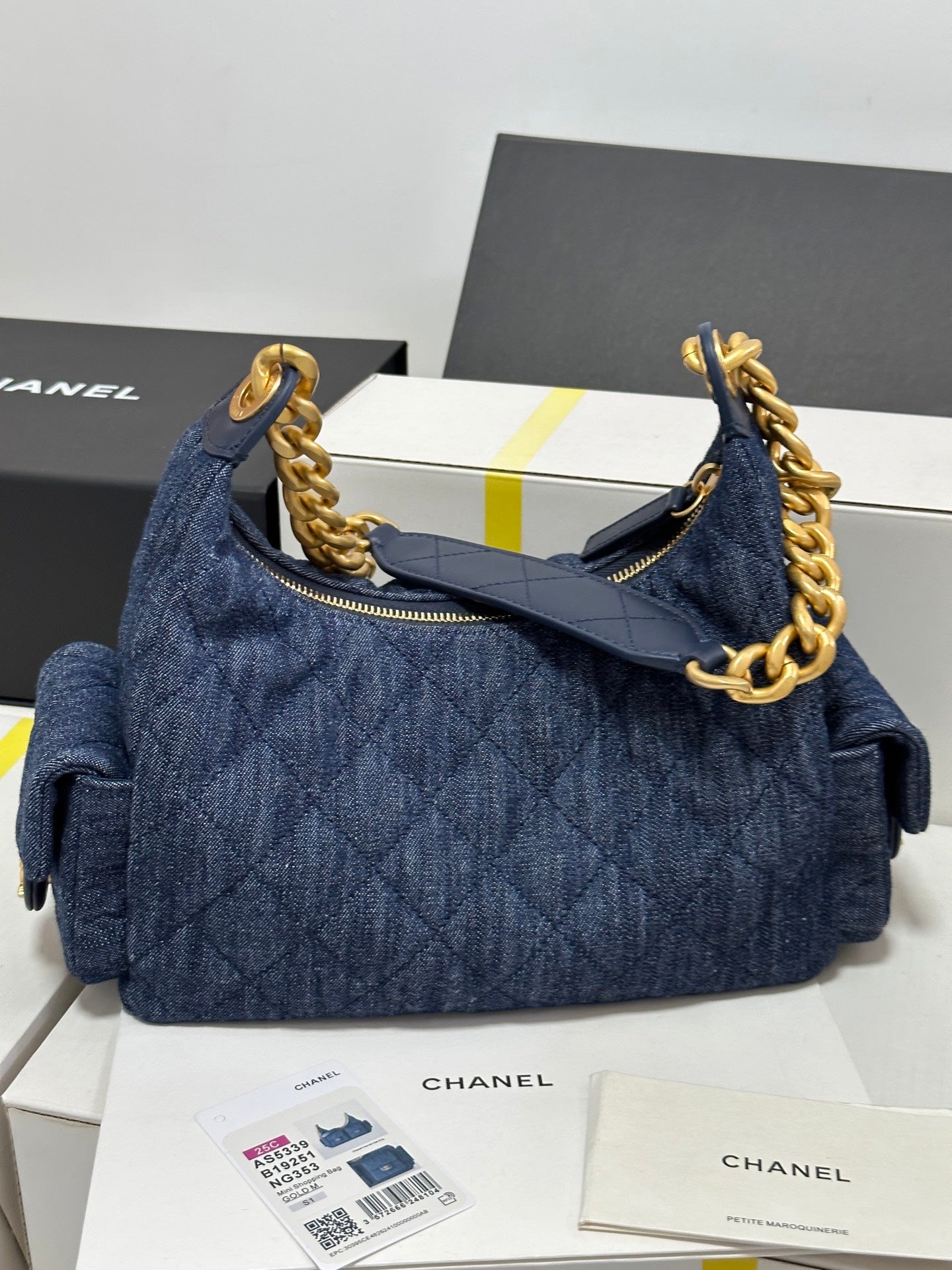 CHANEL 25C Hobo 31cm Space Demin Gold Hardware 243575