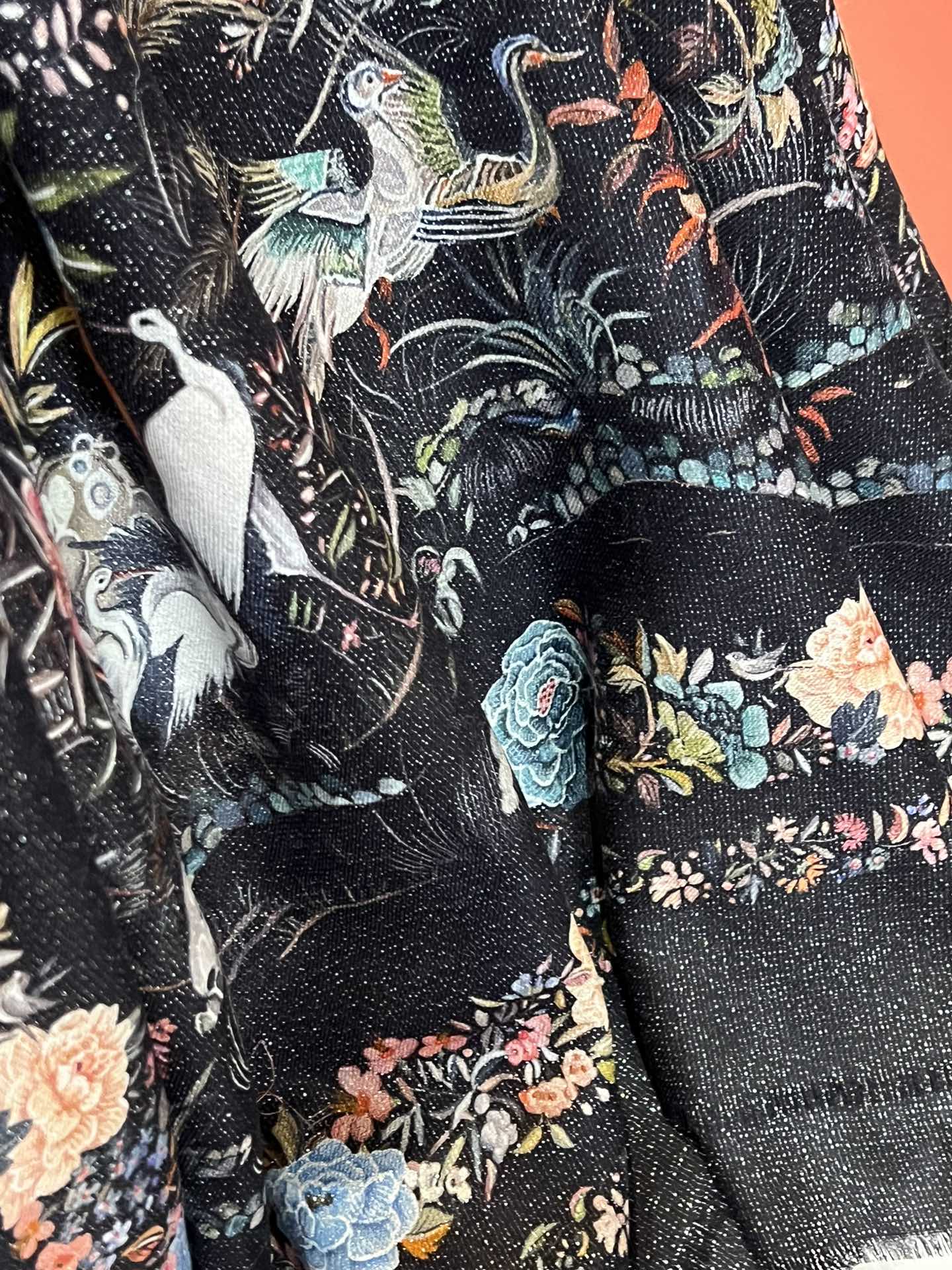 DIOR SCARF 200 CM IN BLACK MIX COLORFUL CASHMERE 413824