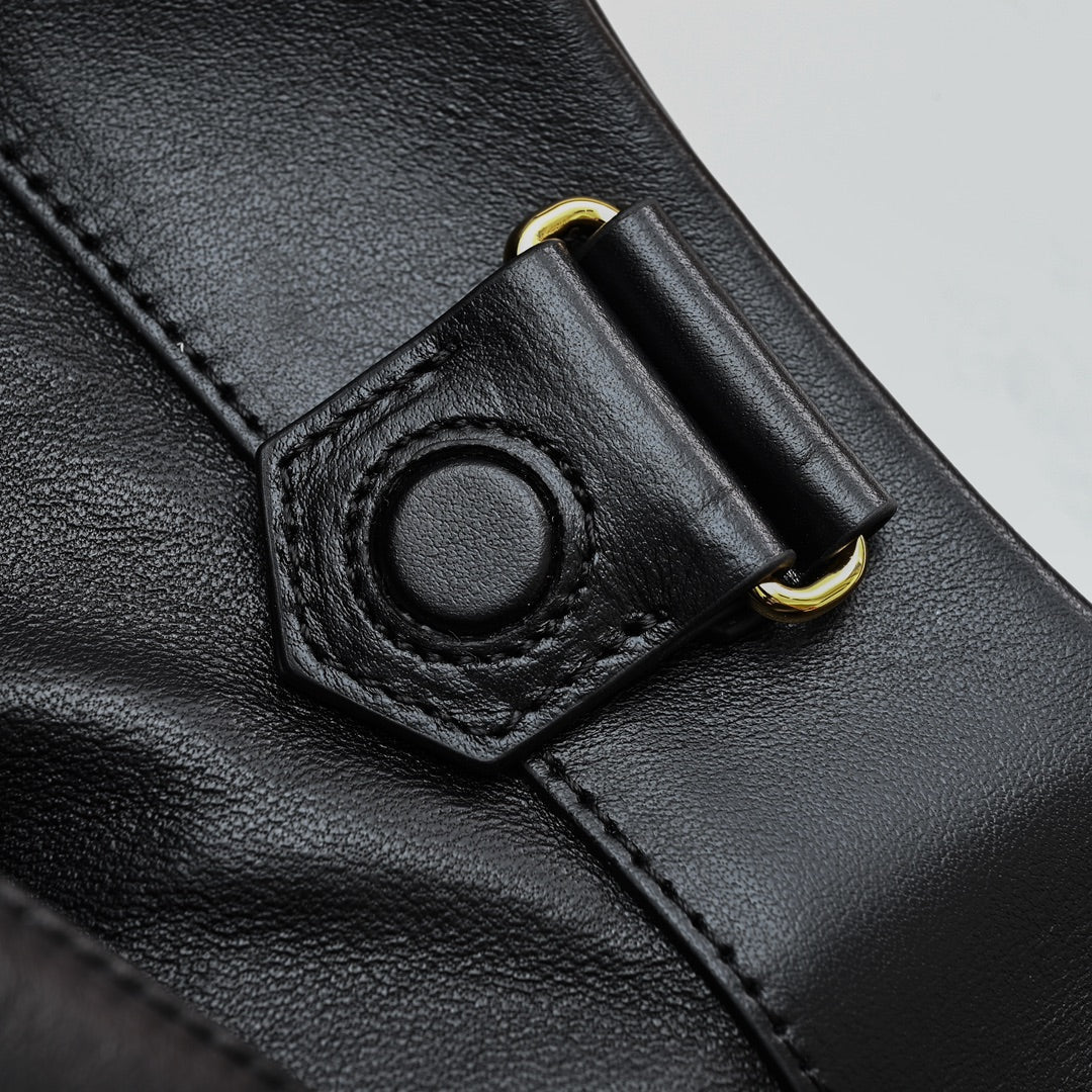 PRADA DUMPLING BAG 30 IN BLACK CALFSKIN