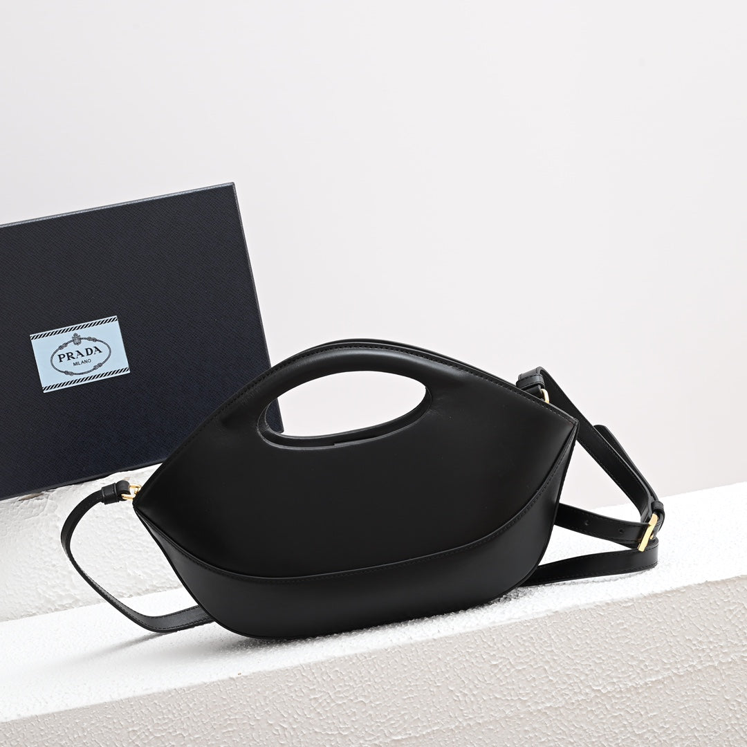 PRADA DUMPLING BAG 30 IN BLACK CALFSKIN