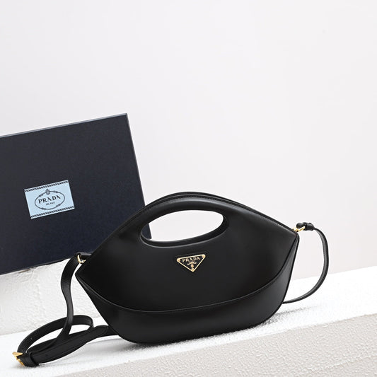 PRADA DUMPLING BAG 30 IN BLACK CALFSKIN