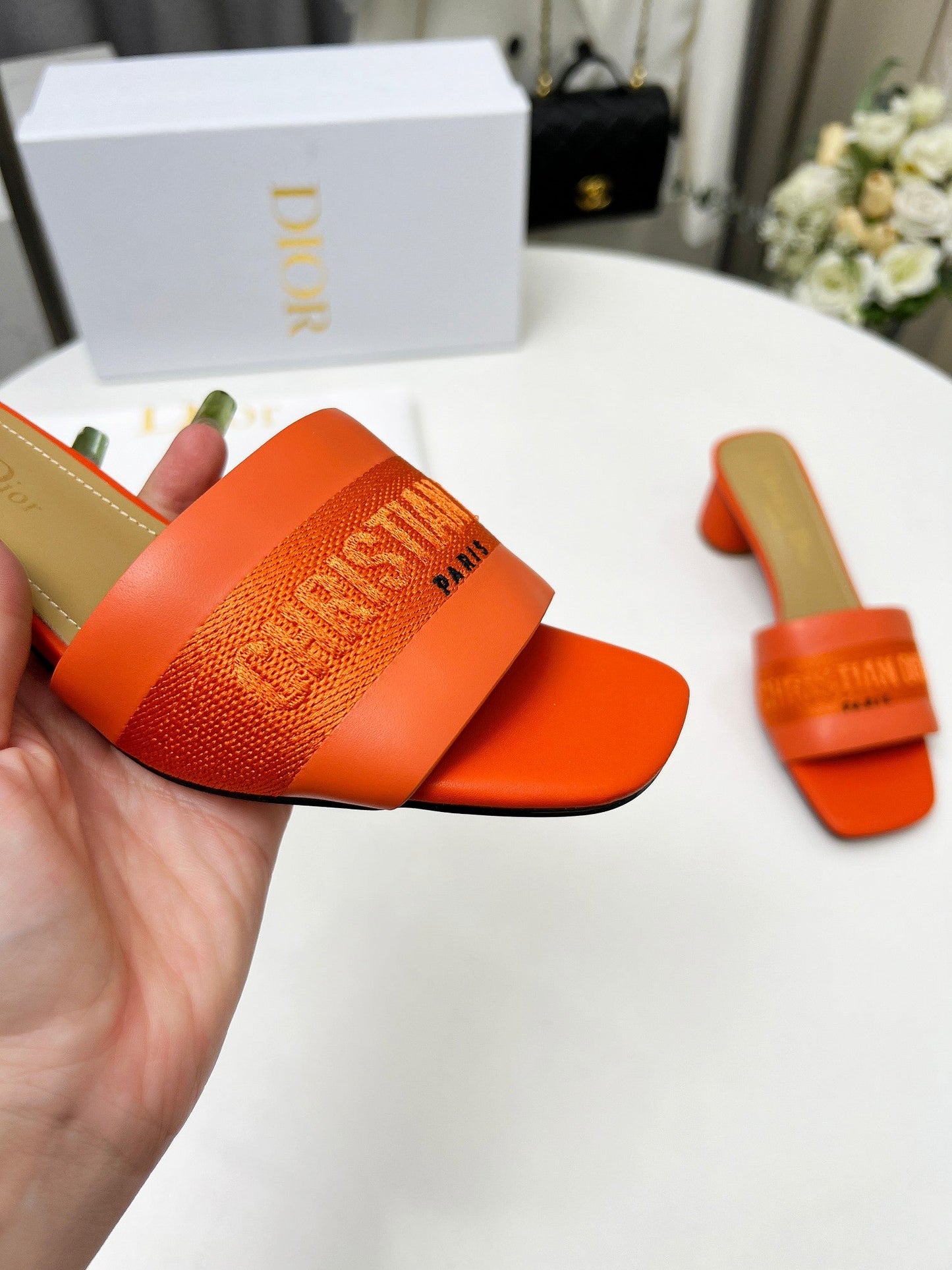 DIOR dway 45 orange canvas calfskin