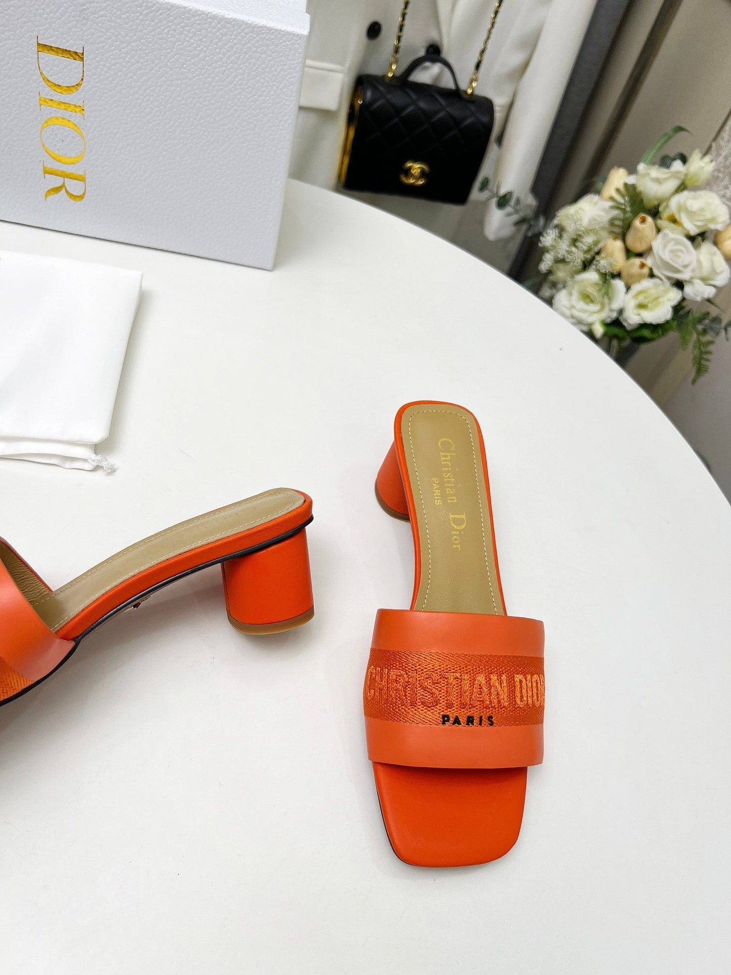 DIOR dway 45 orange canvas calfskin