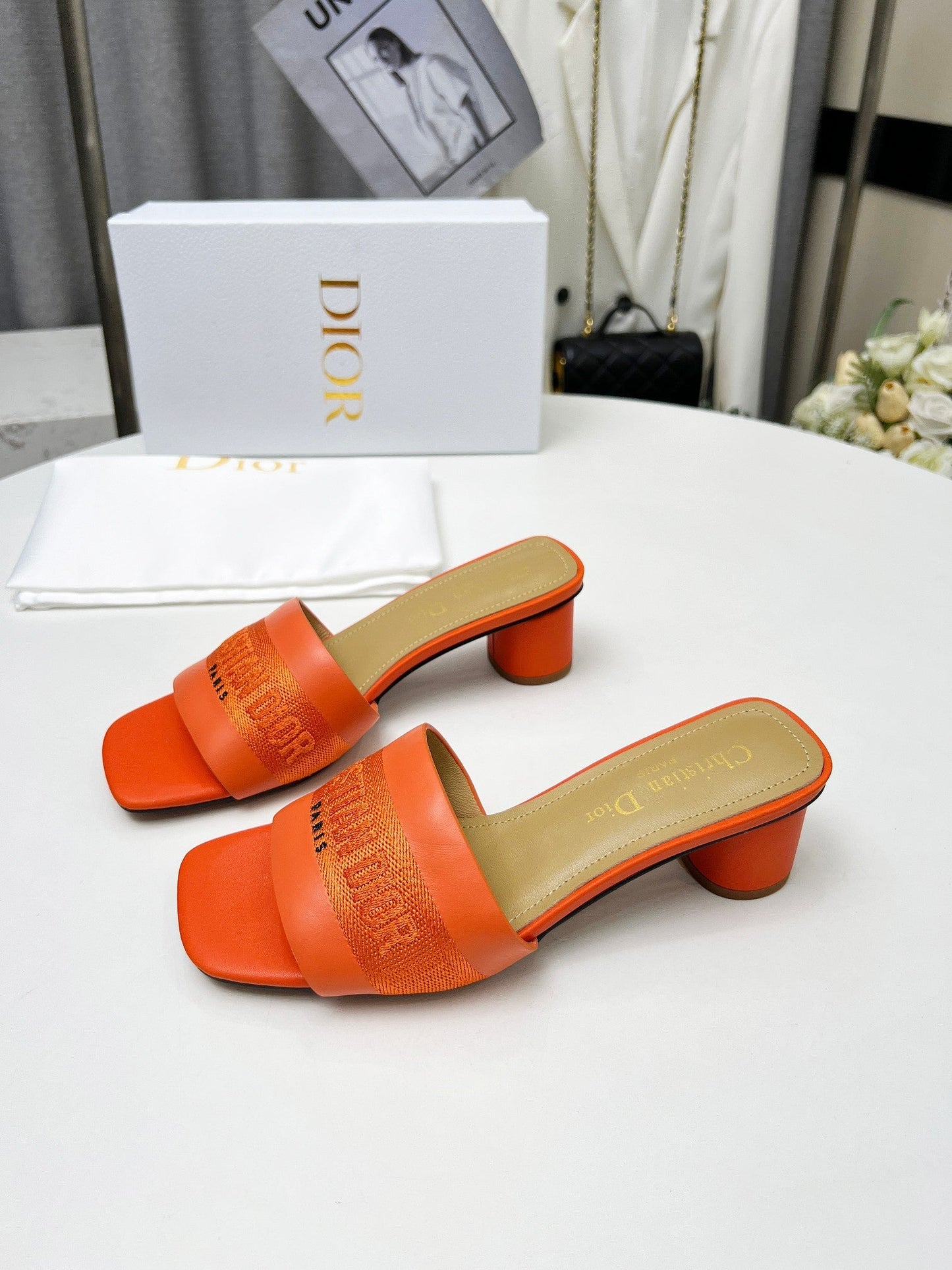 DIOR dway 45 orange canvas calfskin