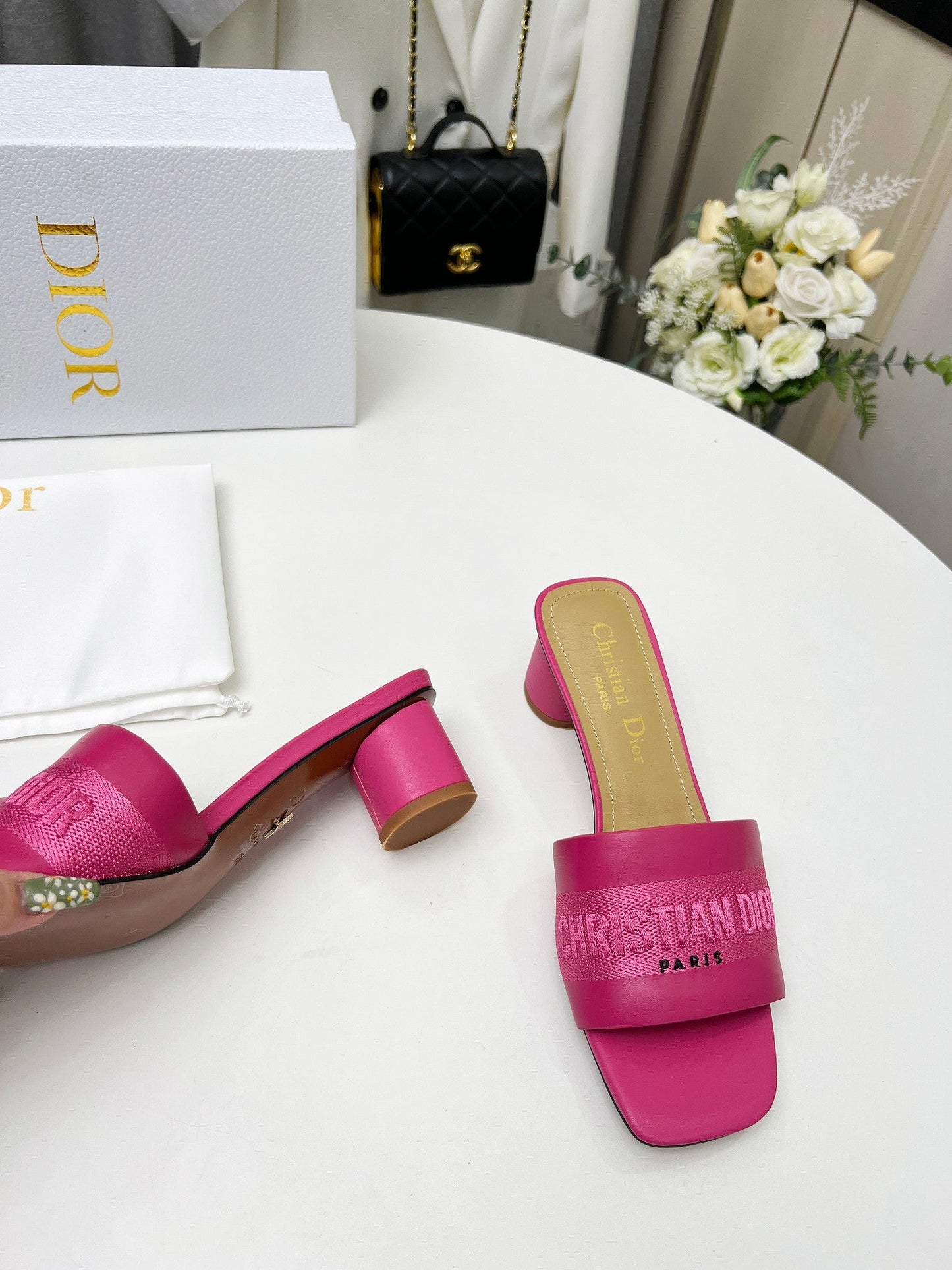DIOR dway 45 dark pink canvas calfskin