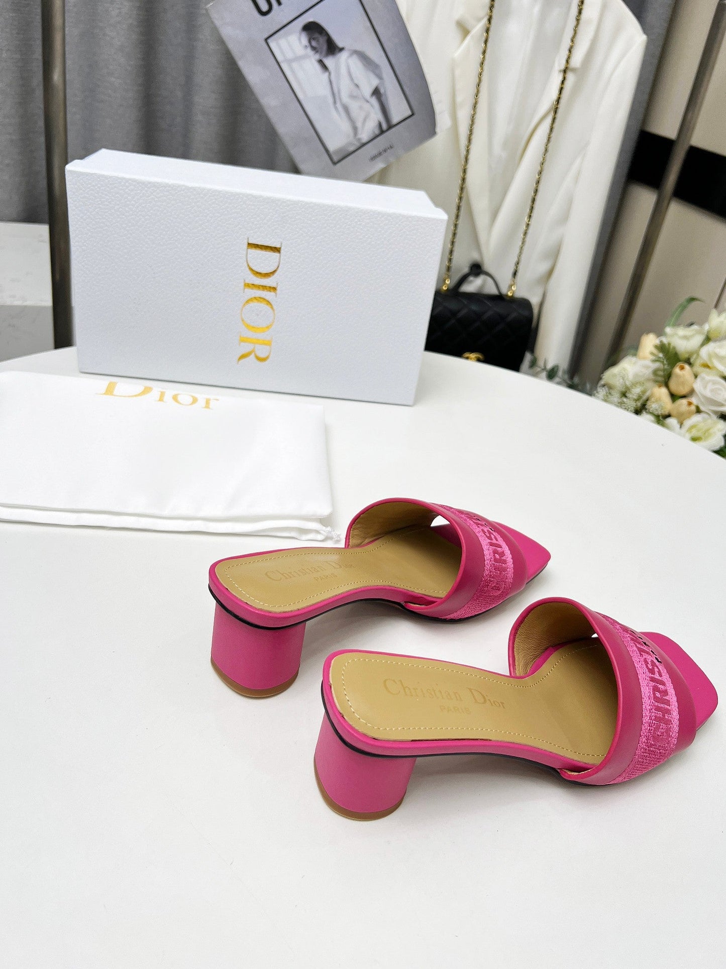 DIOR dway 45 dark pink canvas calfskin