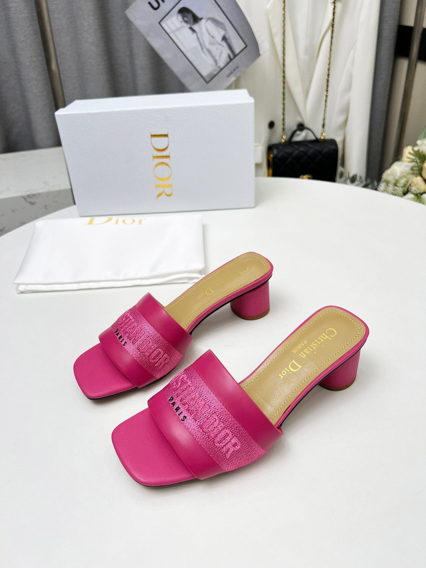 DIOR dway 45 dark pink canvas calfskin