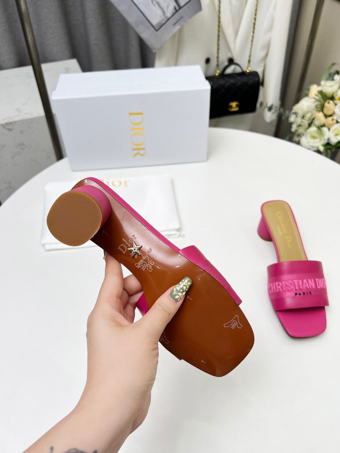 DIOR dway 45 dark pink canvas calfskin