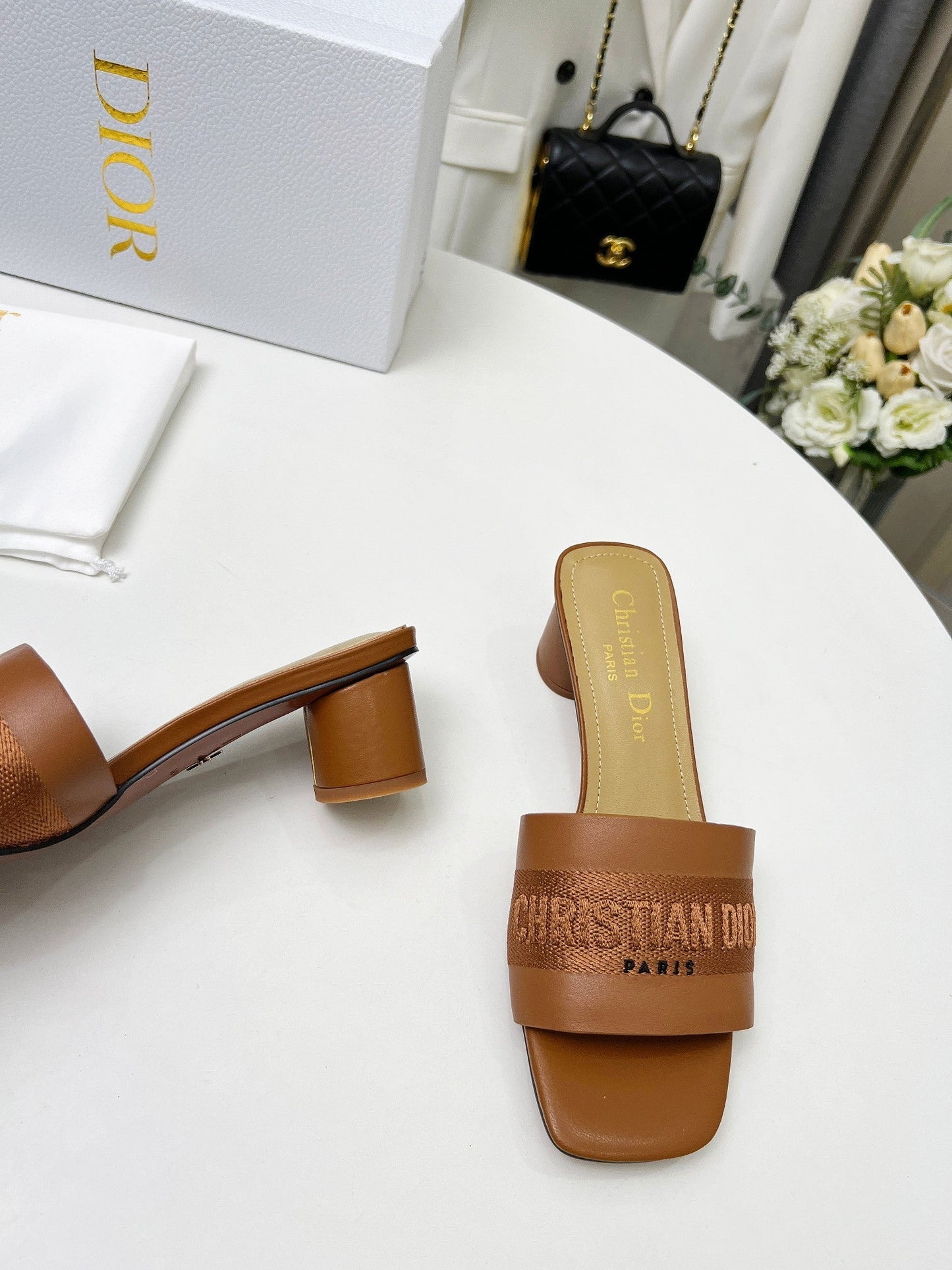 DIOR dway 45 brown canvas calfskin