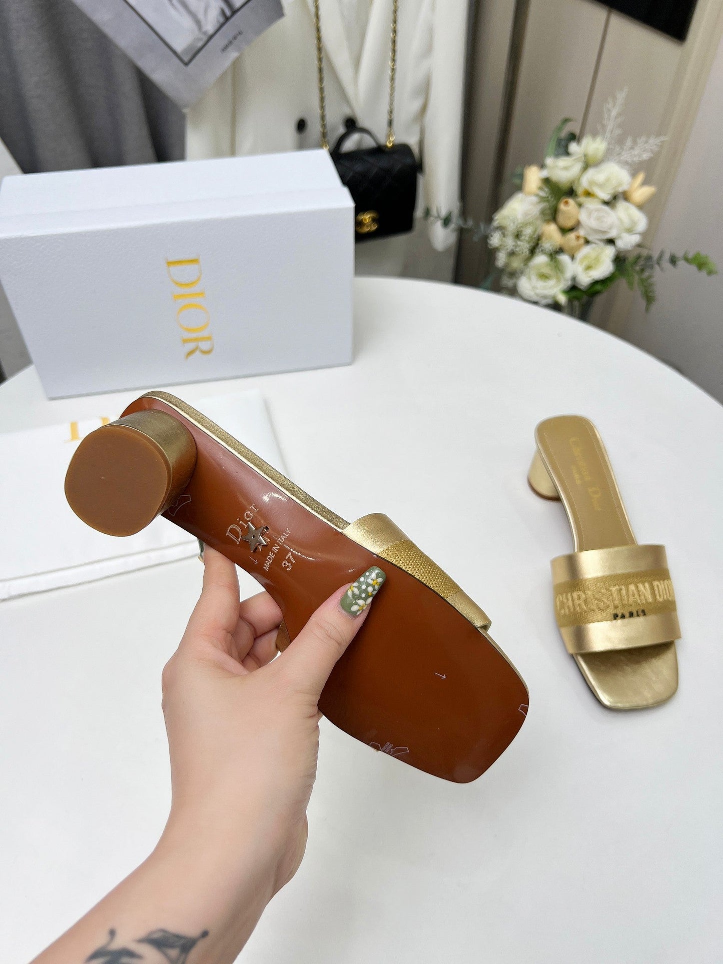 DIOR dway 45 gold-tone canvas calfskin