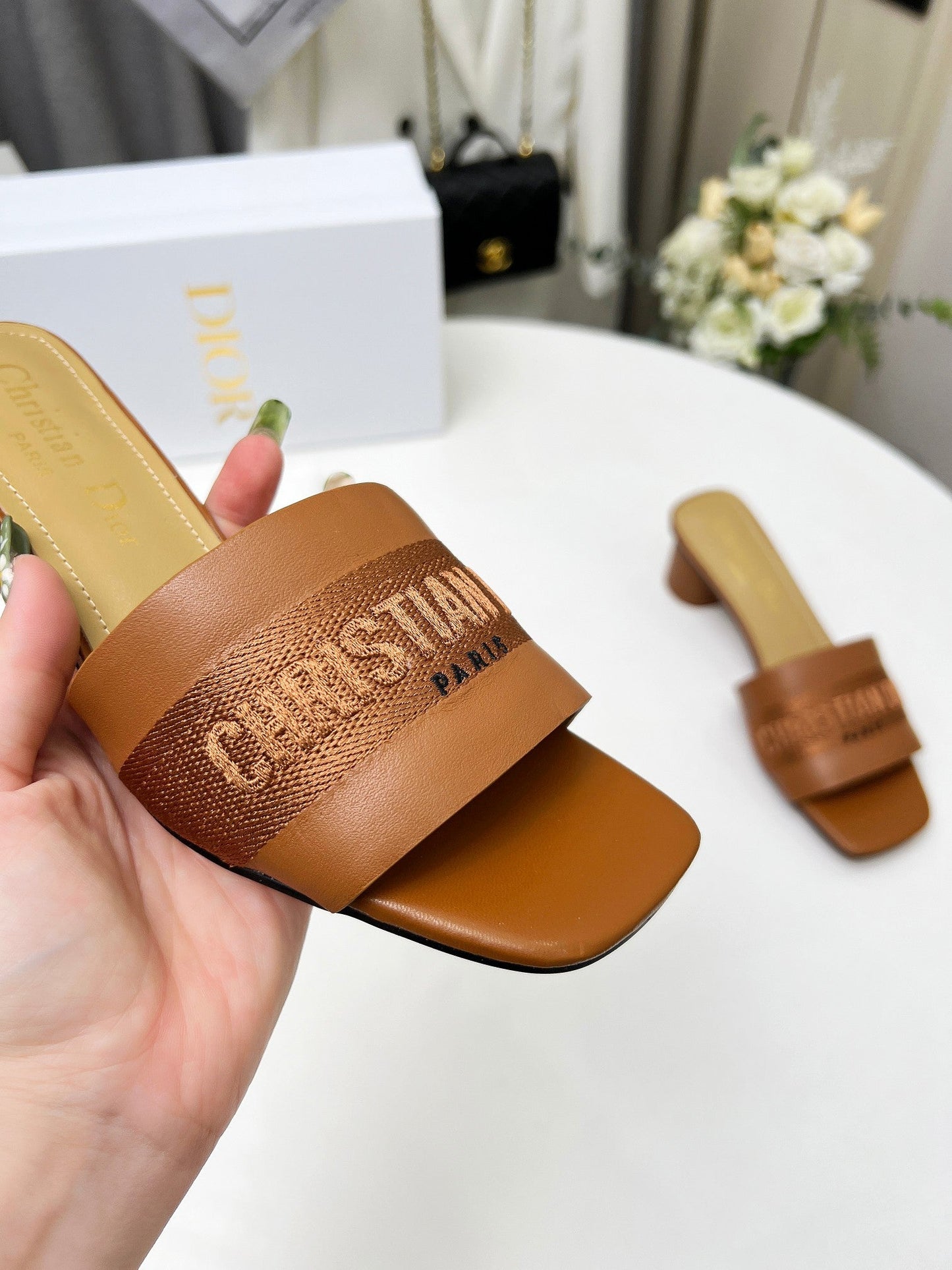 DIOR dway 45 brown canvas calfskin