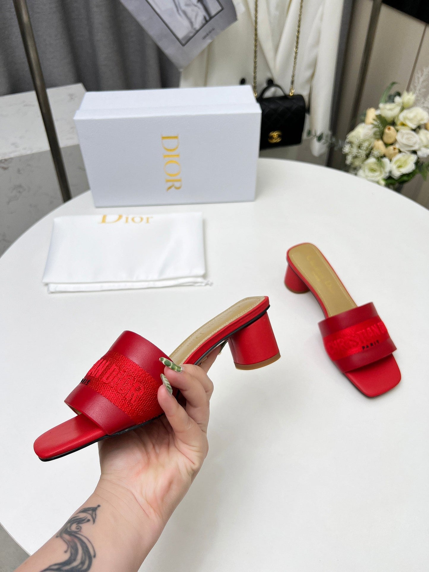 DIOR dway 45 burgundy canvas calfskin
