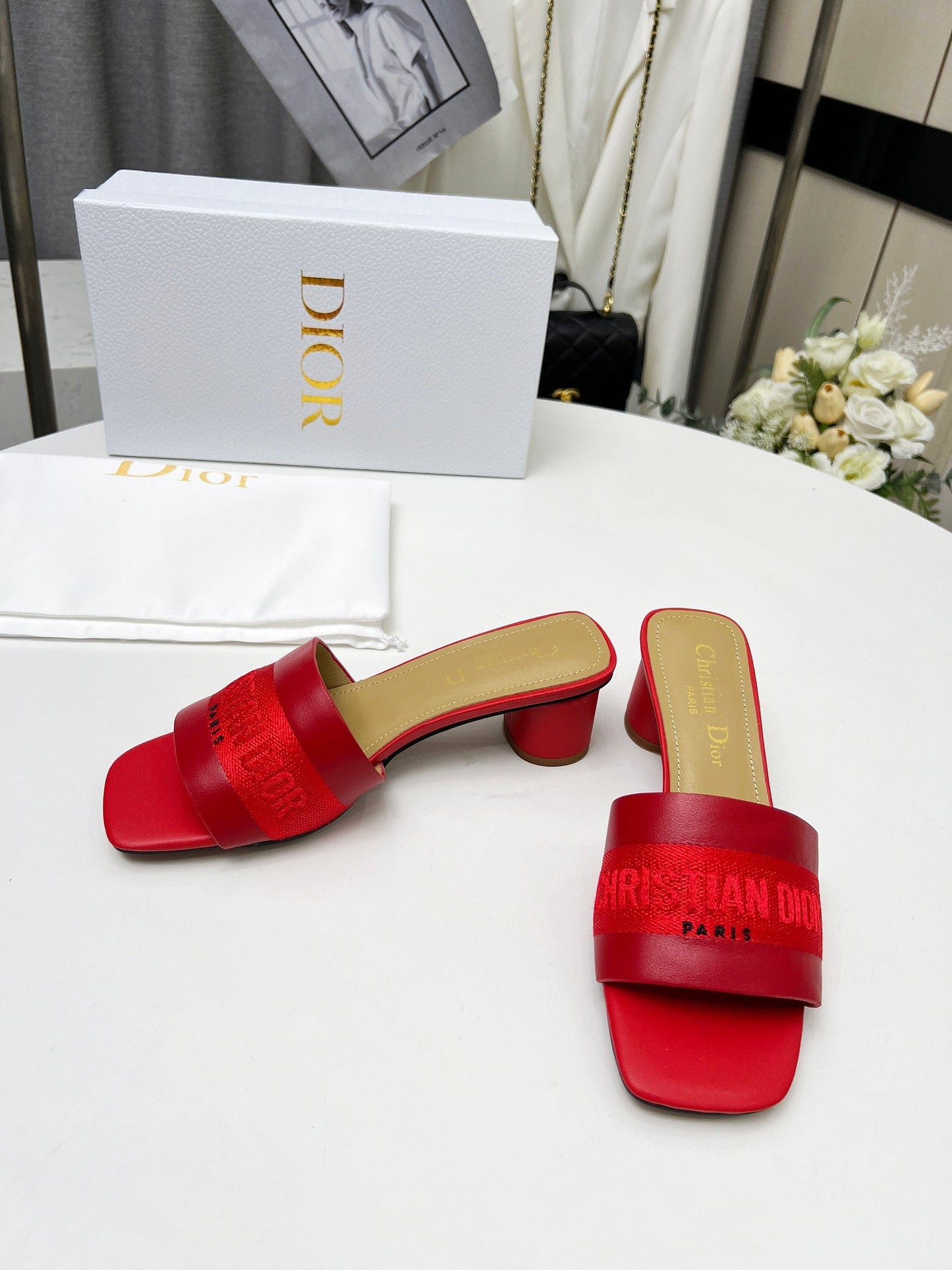 DIOR dway 45 burgundy canvas calfskin