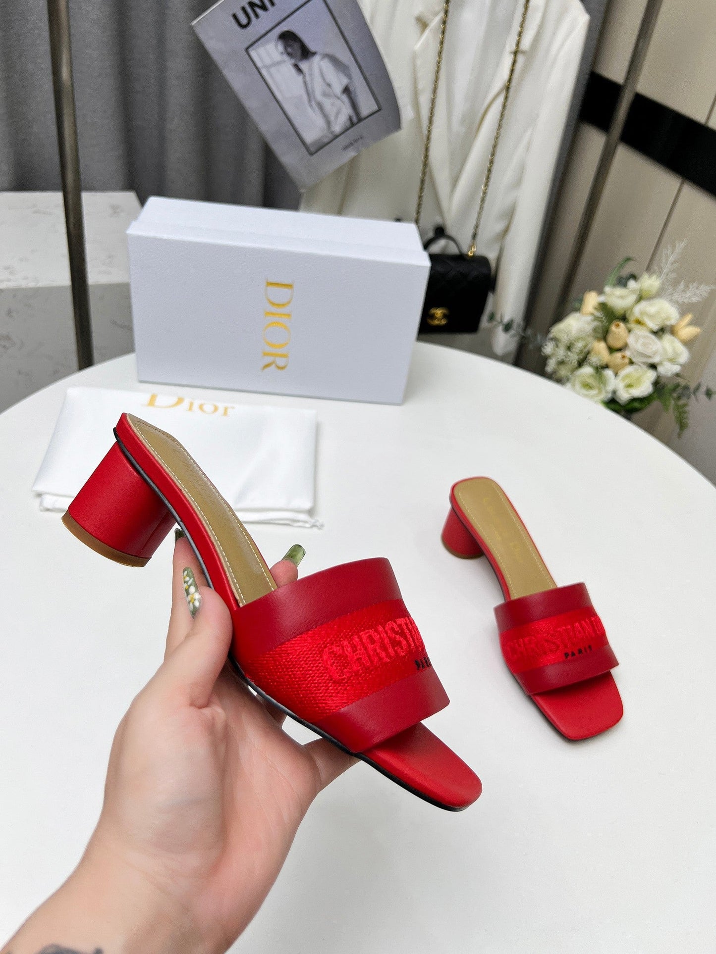 DIOR dway 45 burgundy canvas calfskin