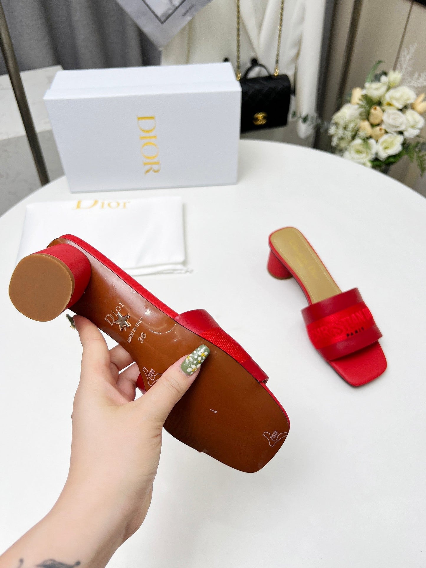 DIOR dway 45 burgundy canvas calfskin