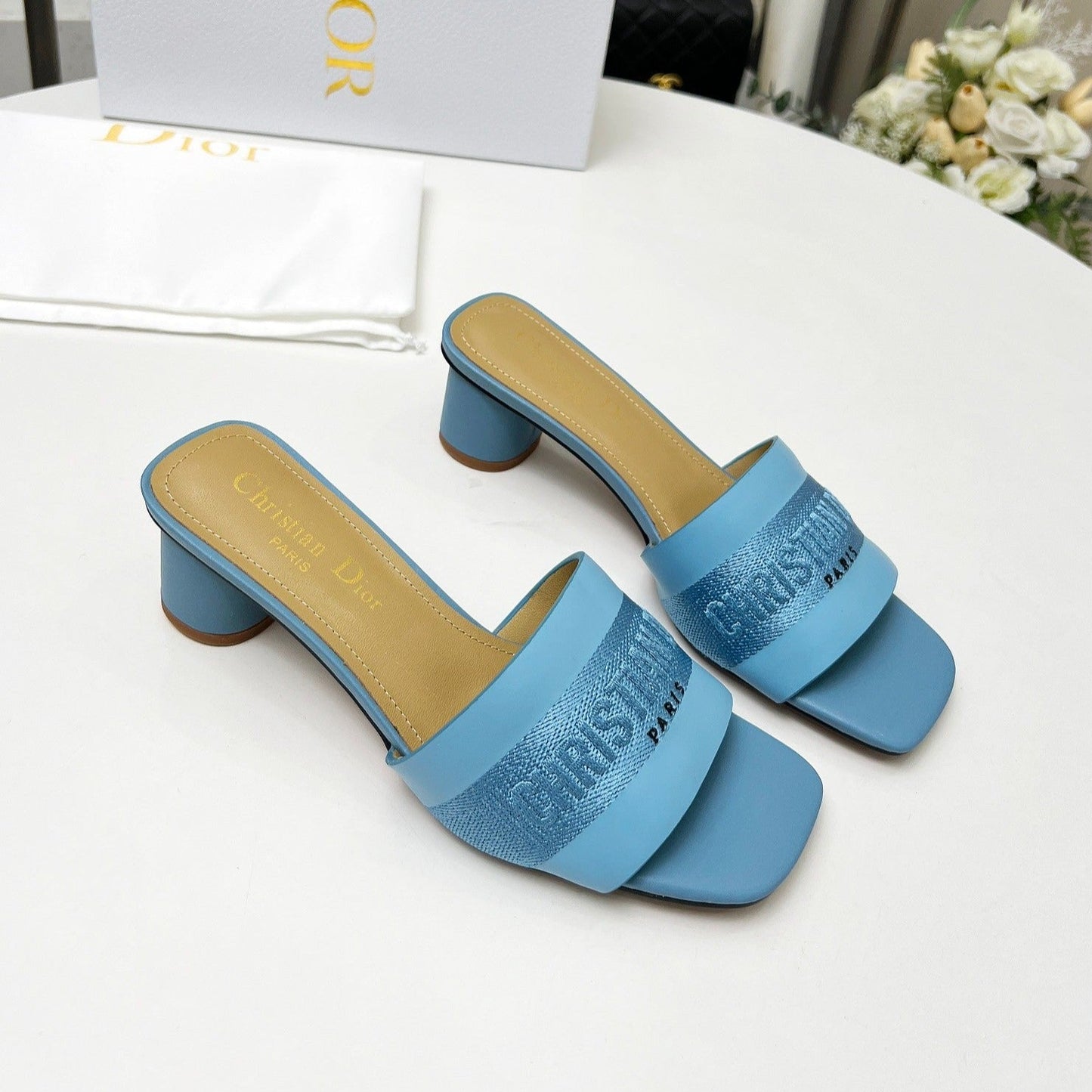 DIOR dway 45 ocean blue canvas calfskin