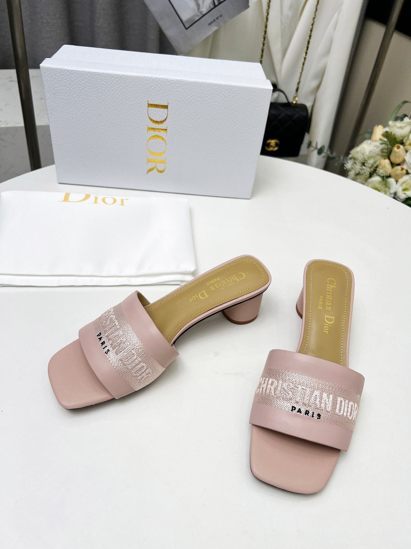 DIOR dway 45 pink canvas calfskin